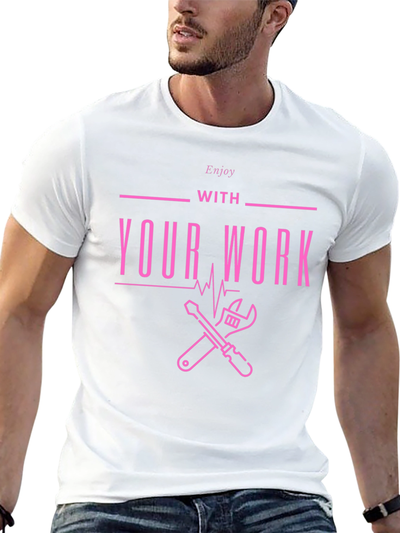 Black Enjoy Your Work Graphic Tee - Black view 13