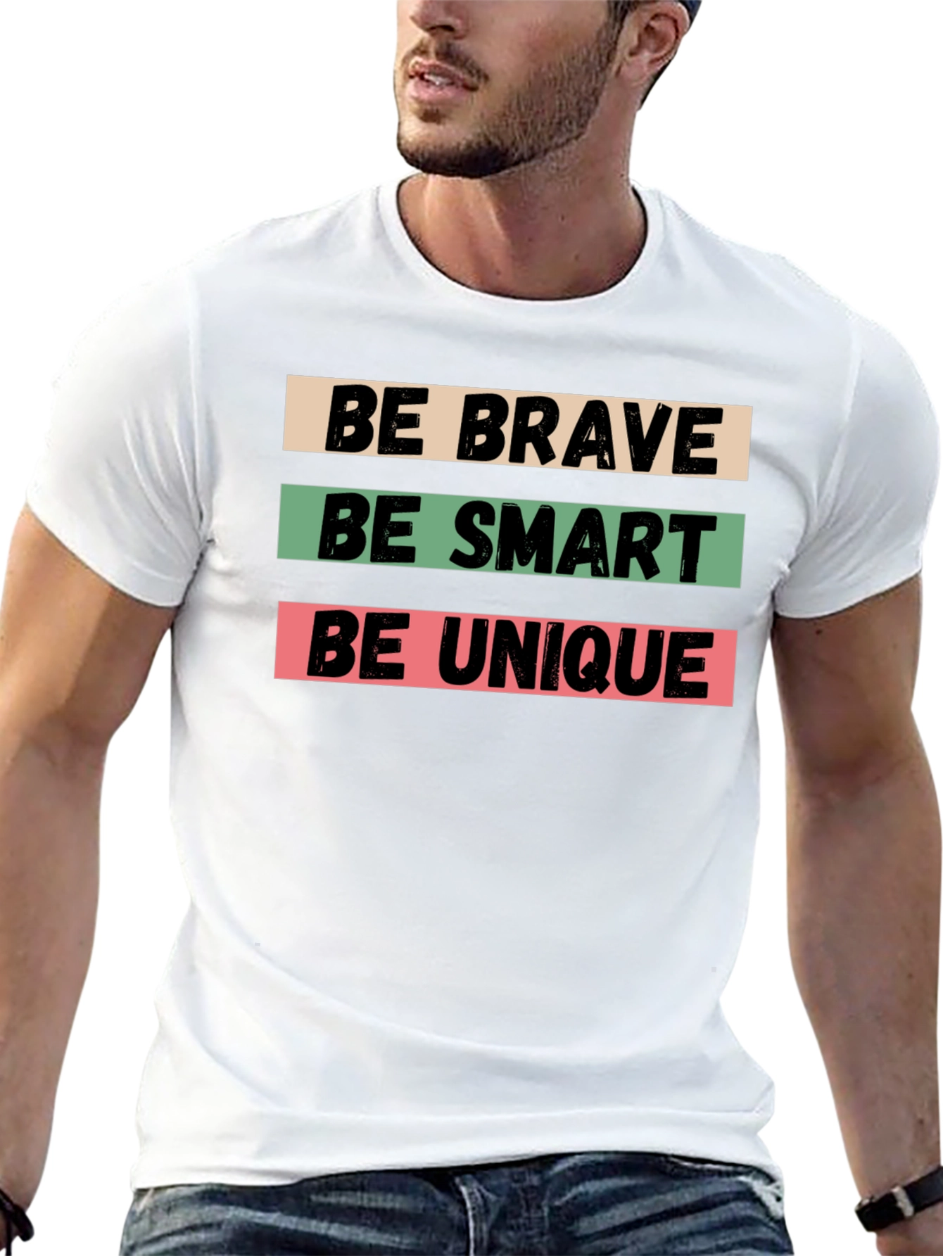 Black Be Brave, Be Smart, Be Unique Black T-Shirt view 13