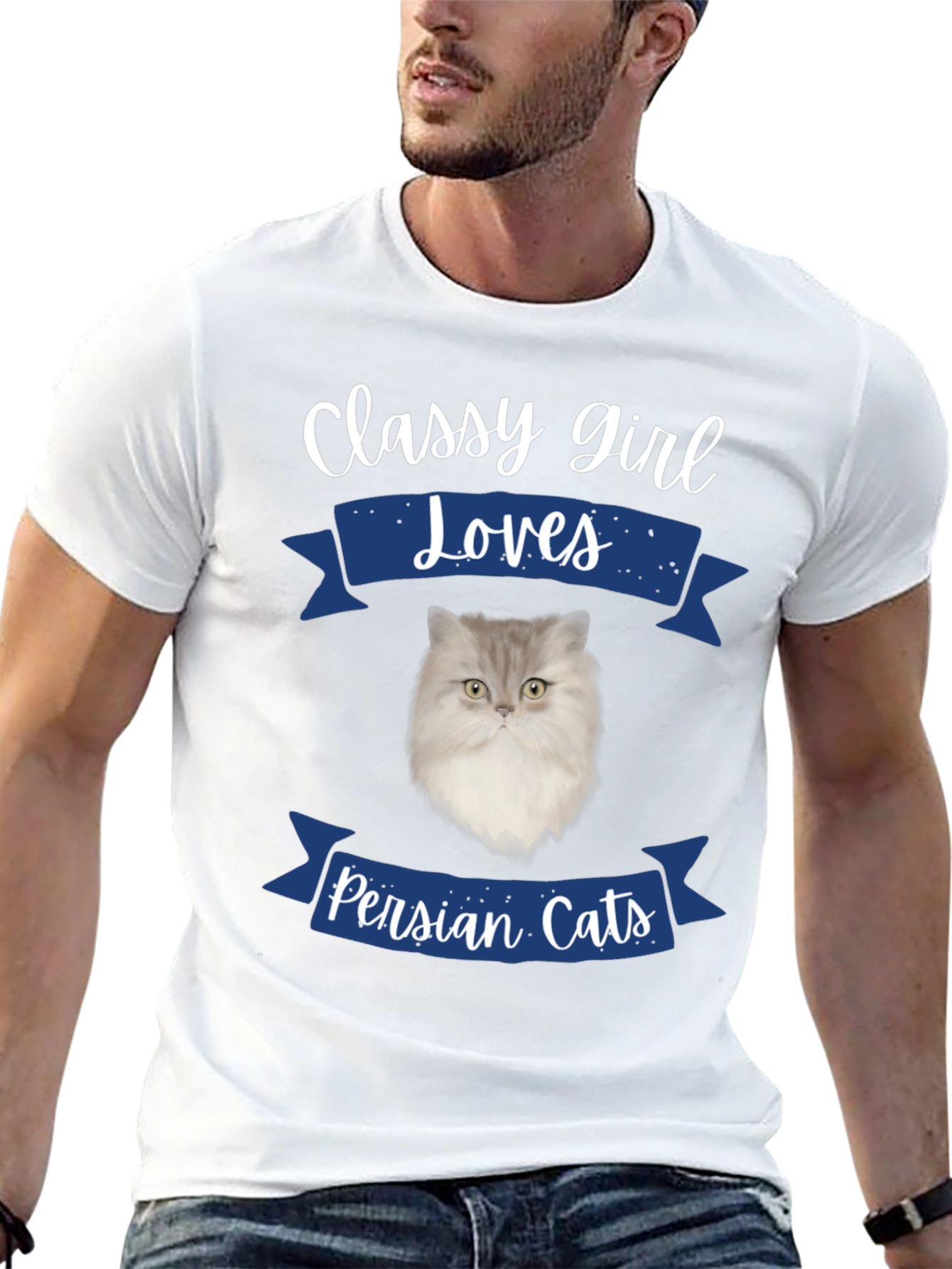 Black Classy Girl Loves Persian Cats T-Shirt view 13