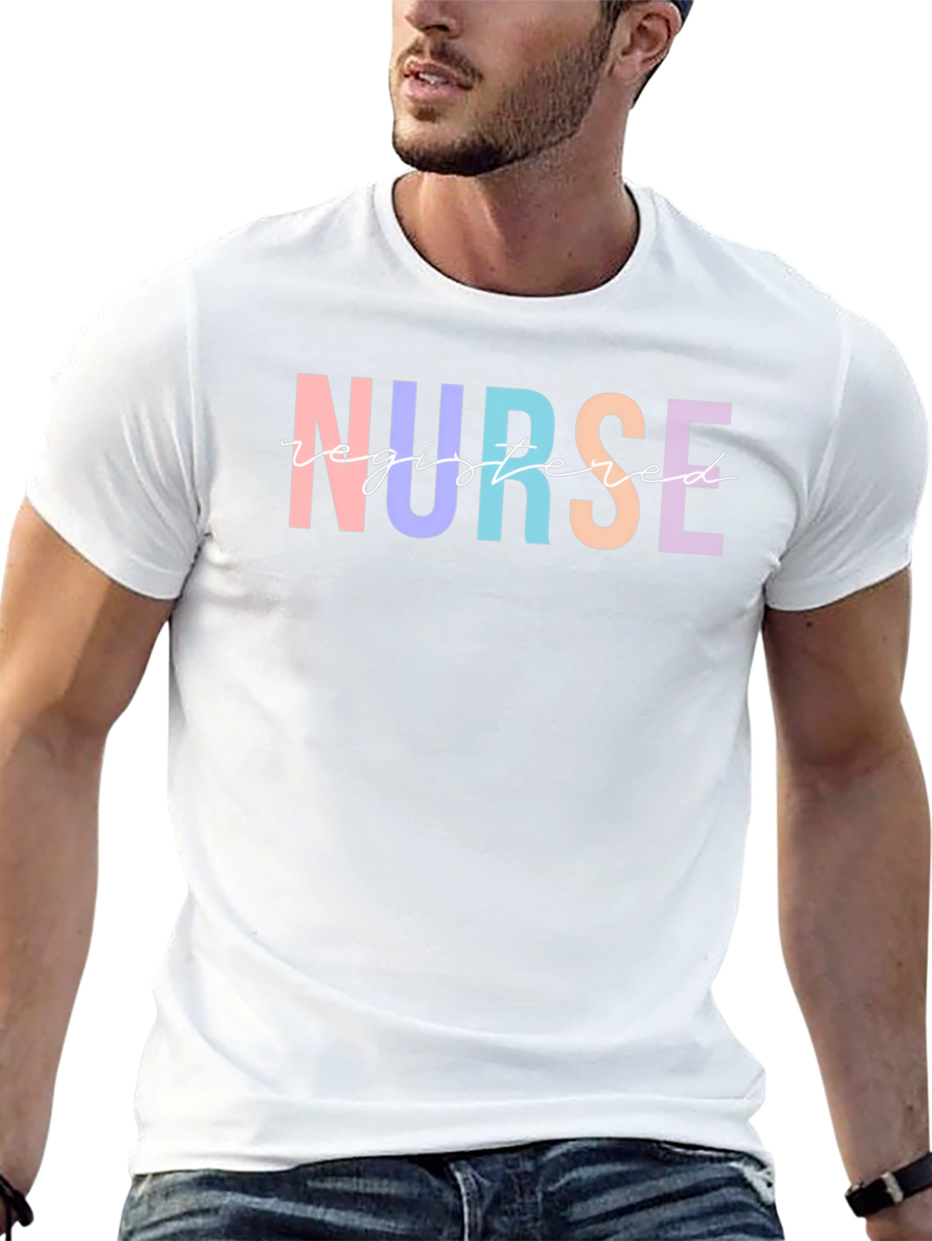 Black Registered Nurse Colorful Graphic T-Shirt view 13