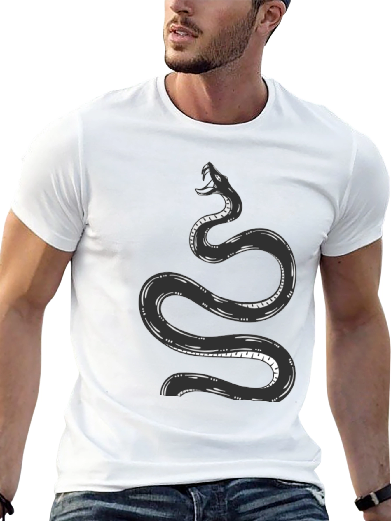 Black Snake Graphic Tee - Black Cotton T-Shirt view 13