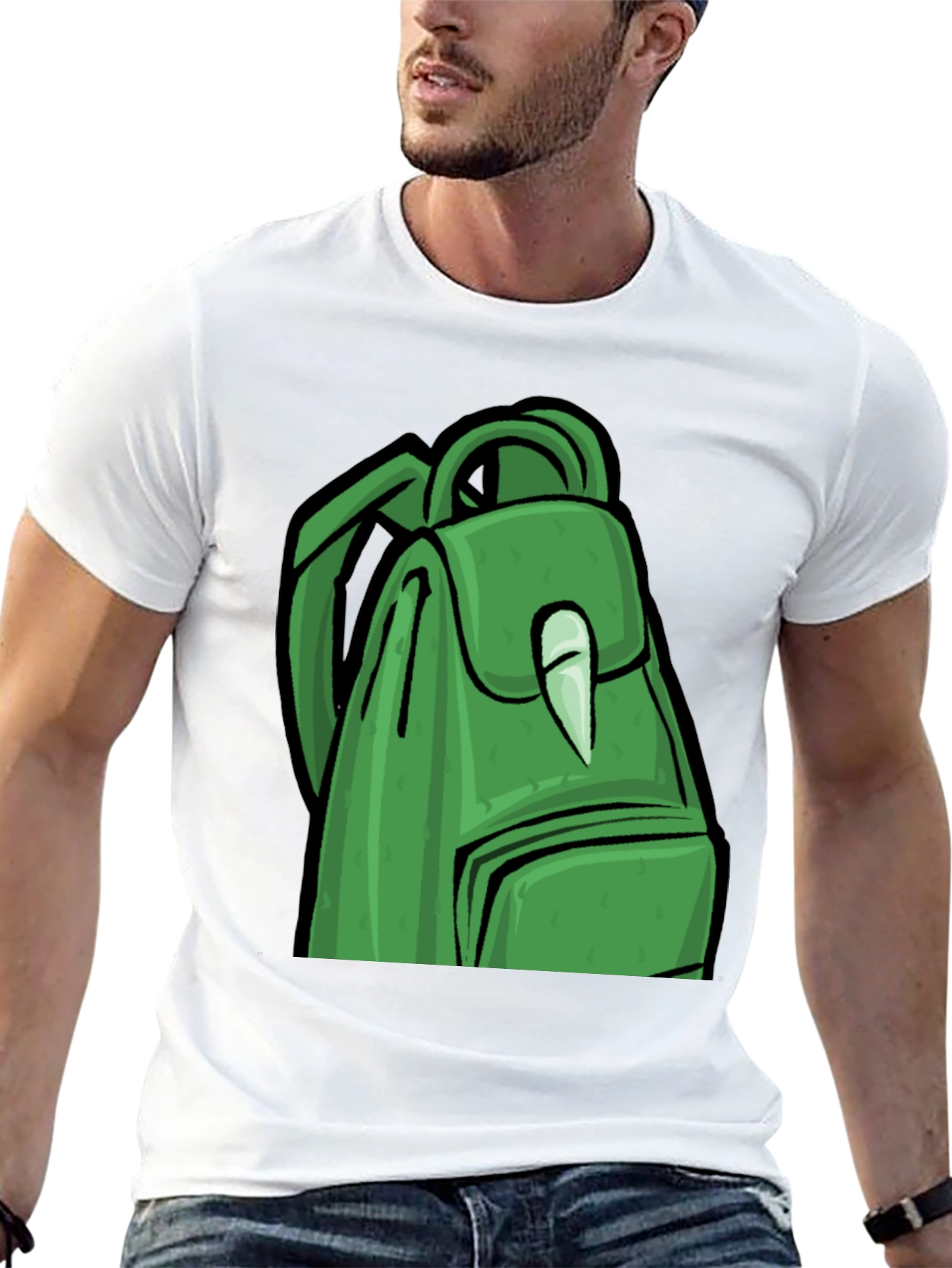 Black Green Backpack Graphic T-Shirt - Trendy Style view 13