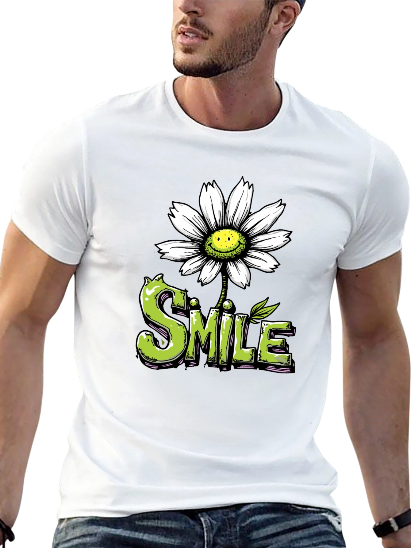 Black Smile Daisy Graphic Tee - Positive Vibes Shirt view 13