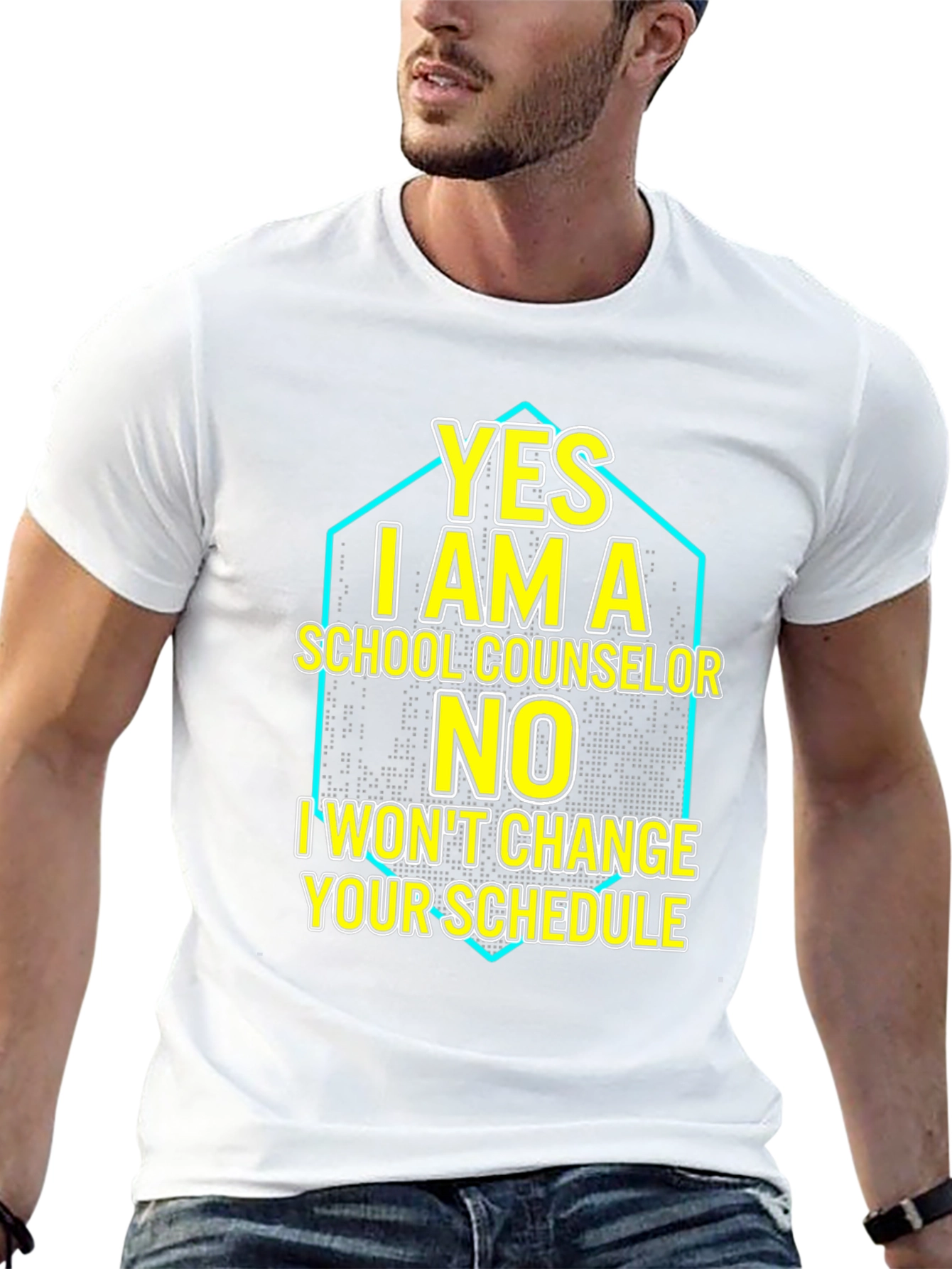 Black Funny School Counselor T-Shirt - Yes No Design view 13