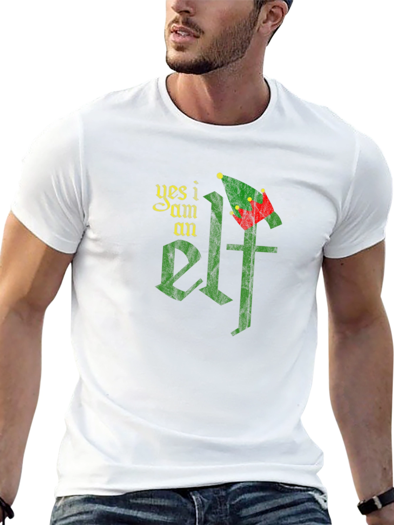 Black Yes I Am An Elf T-Shirt - Holiday Christmas Party Tee view 13