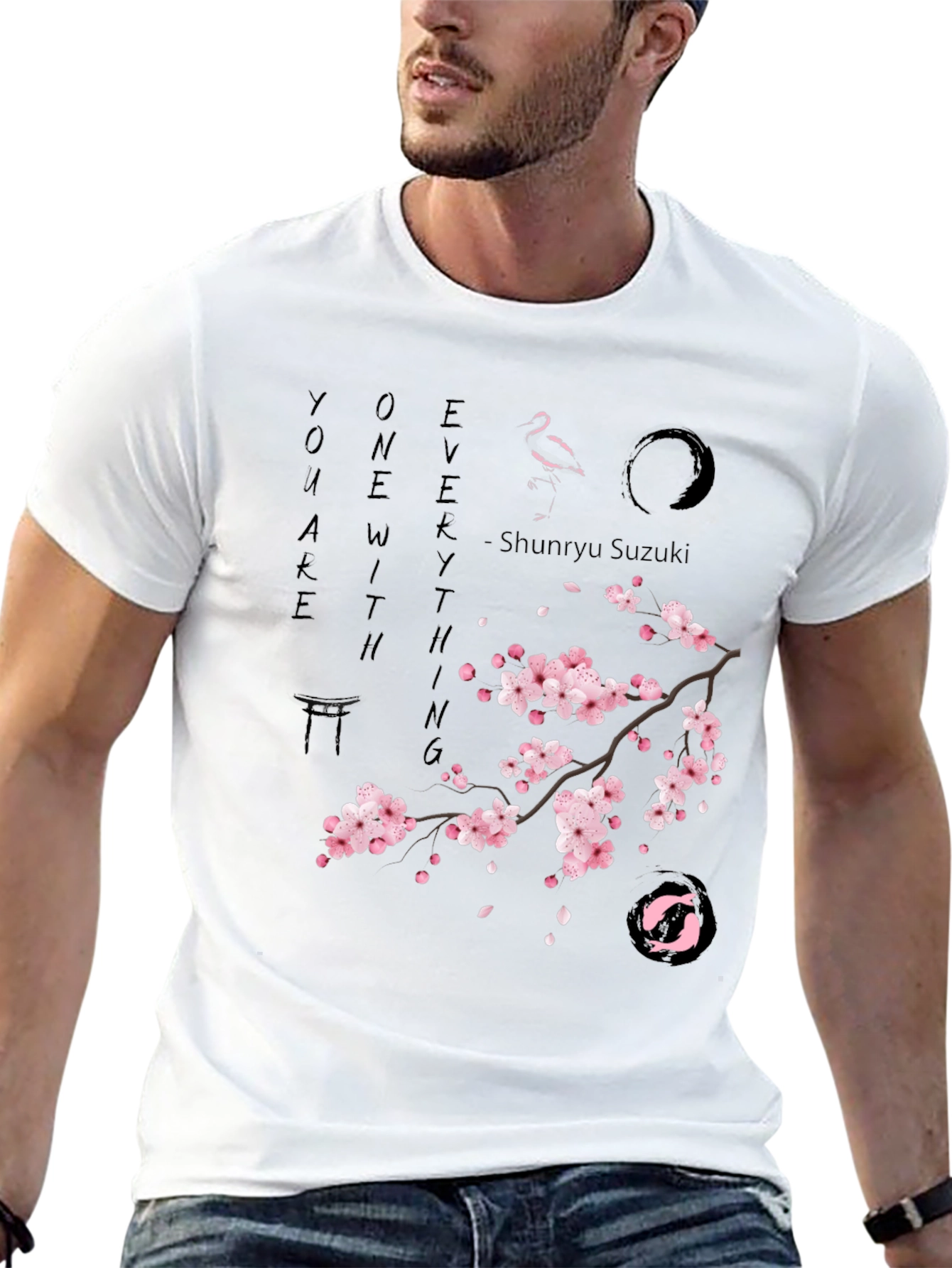 Black Zen Cherry Blossom Graphic T-Shirt - Unisex view 13