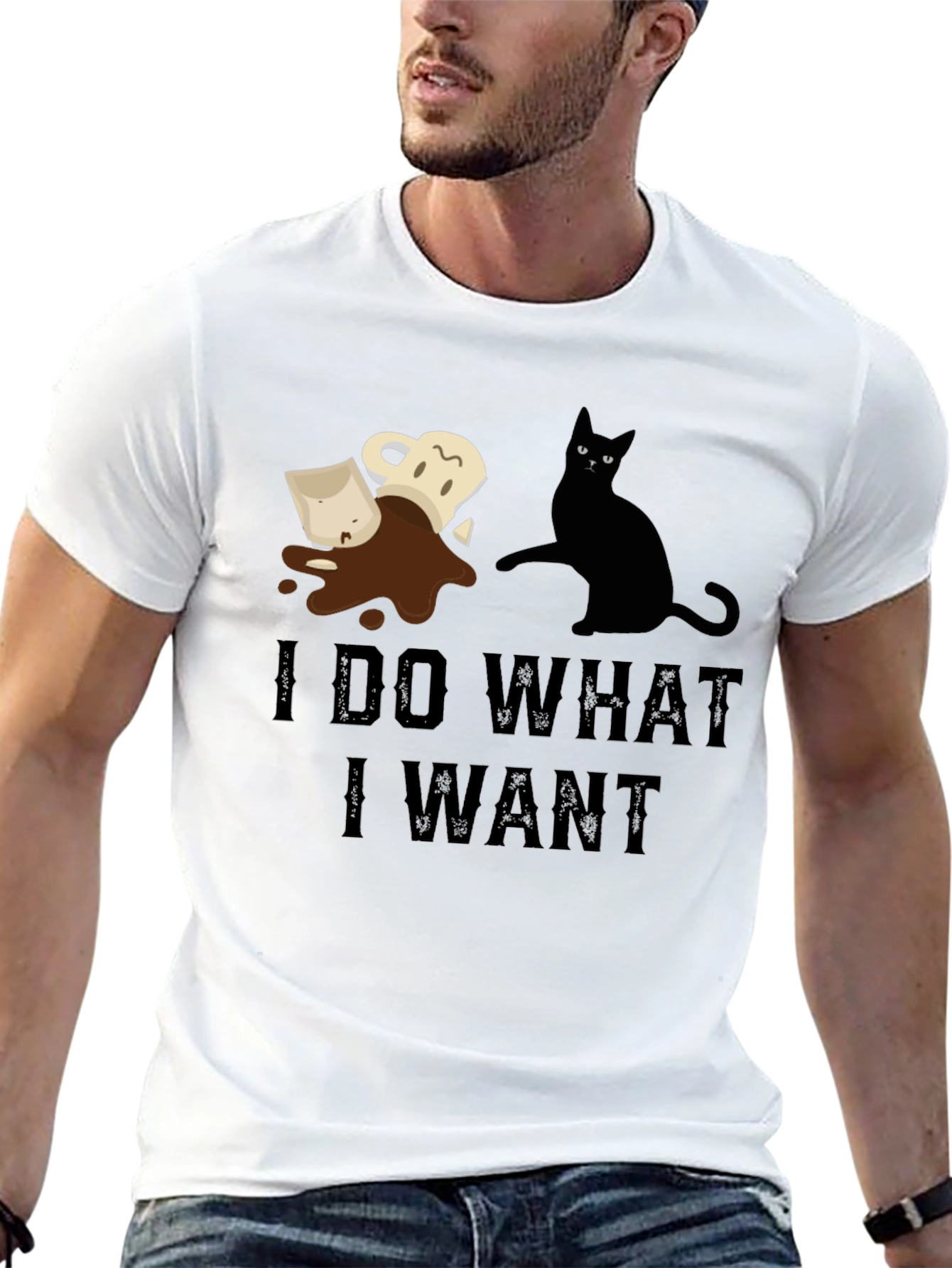 Black I Do What I Want Cat Coffee T-Shirt view 13