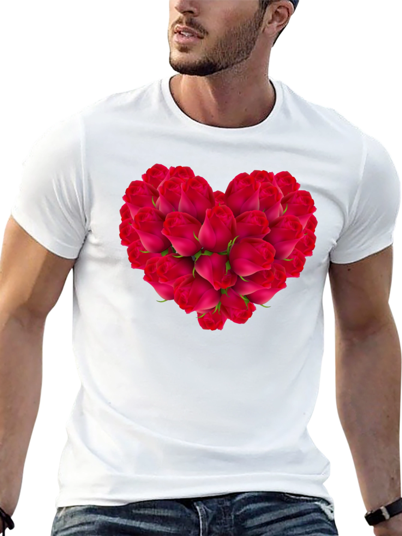 Black Rose Heart Black T-Shirt - Romantic Floral Tee view 13