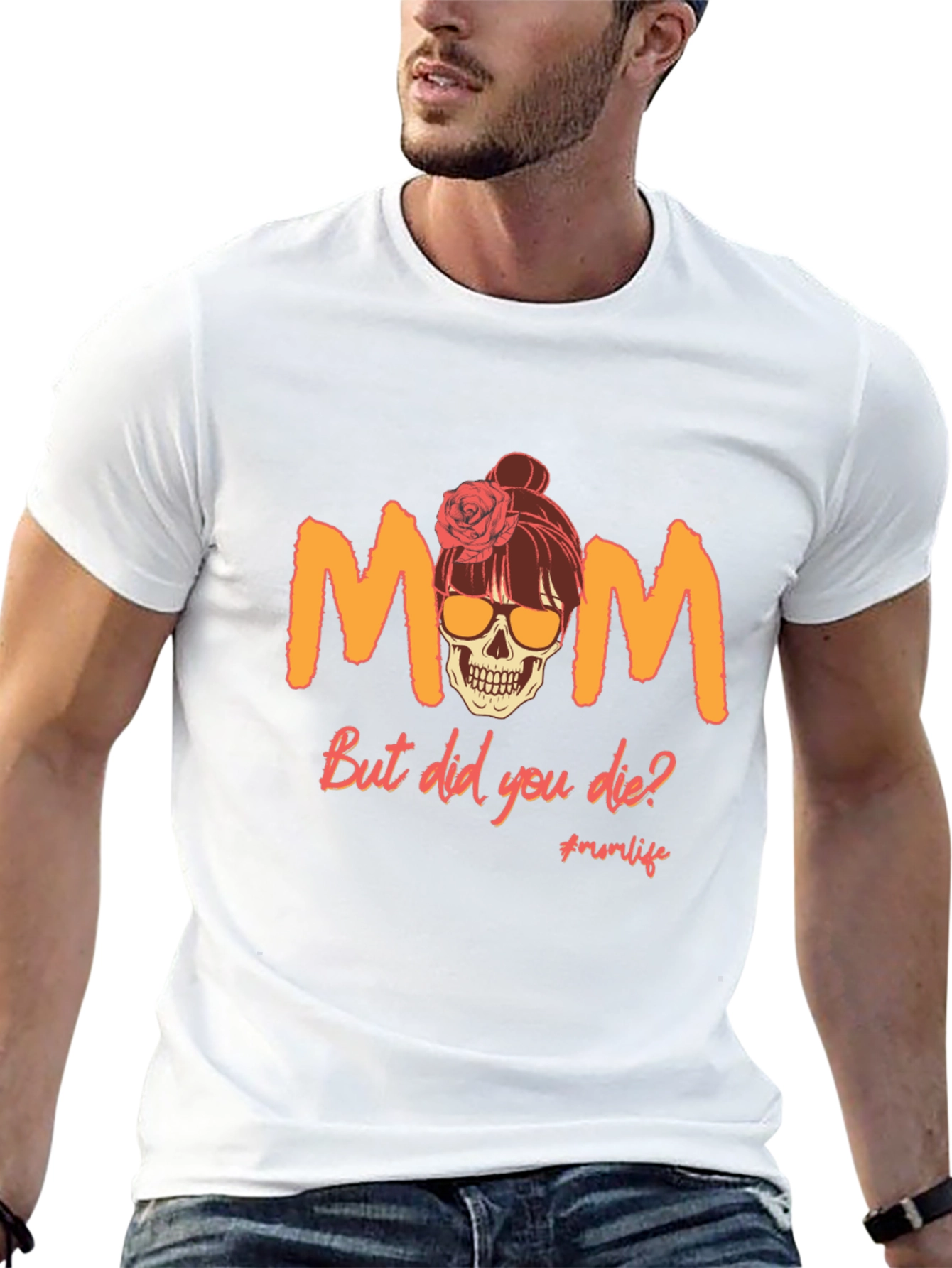 Black Funny Mom Skull Graphic T-Shirt view 13