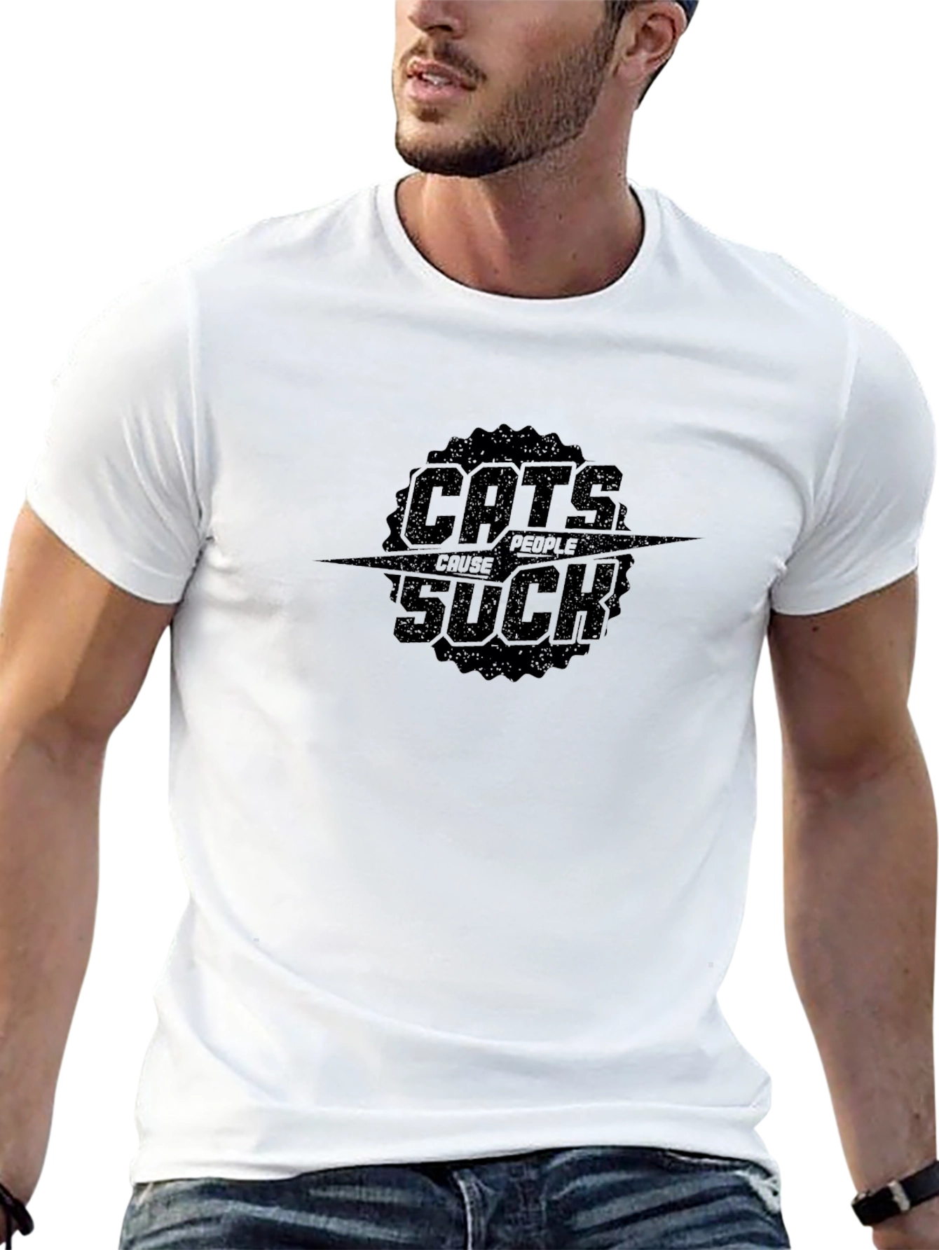 Black Cats Cause People Suck Graphic T-Shirt view 13