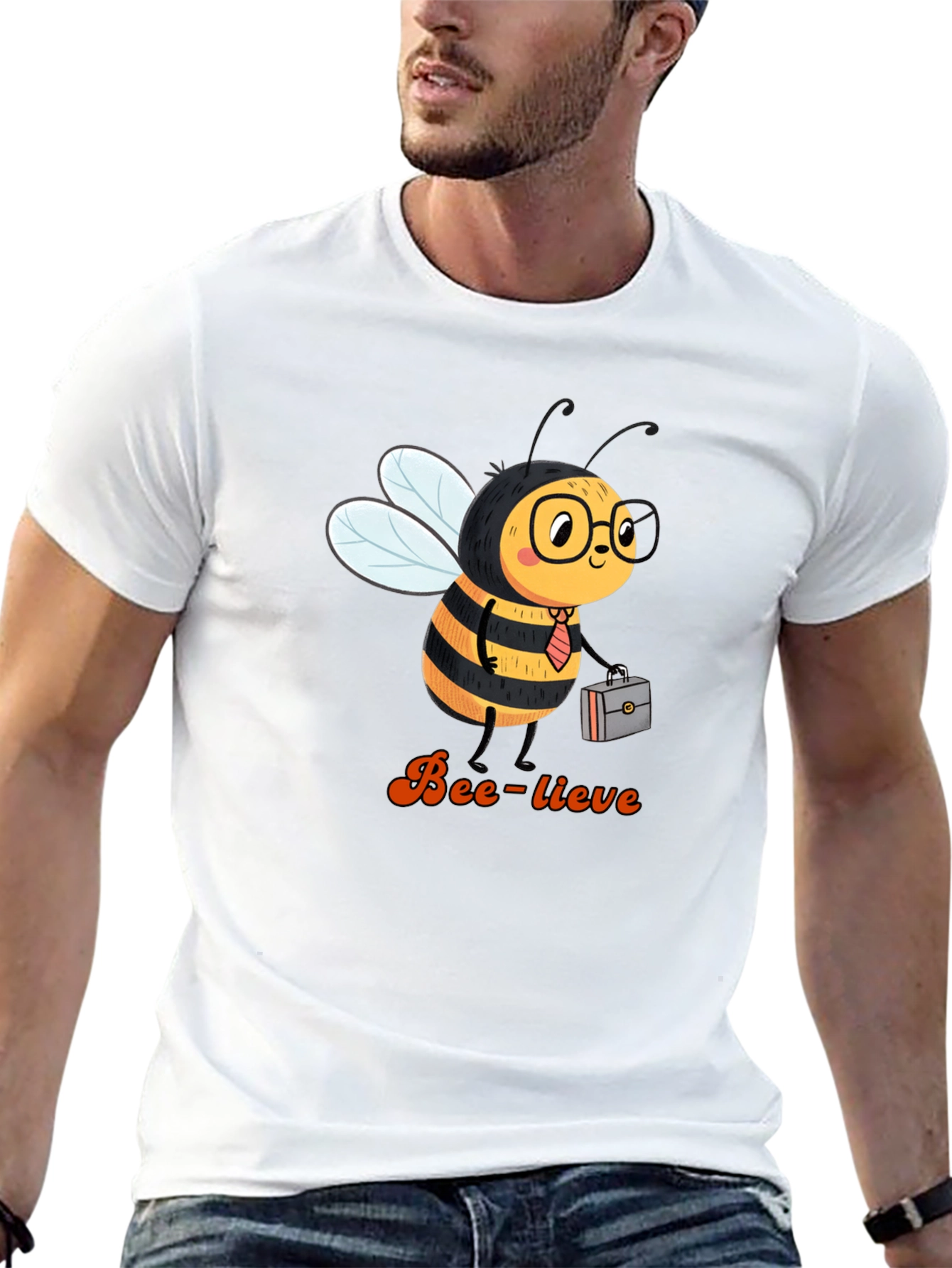 Black Bee-lieve Graphic Tee - Black Cotton T-Shirt view 13