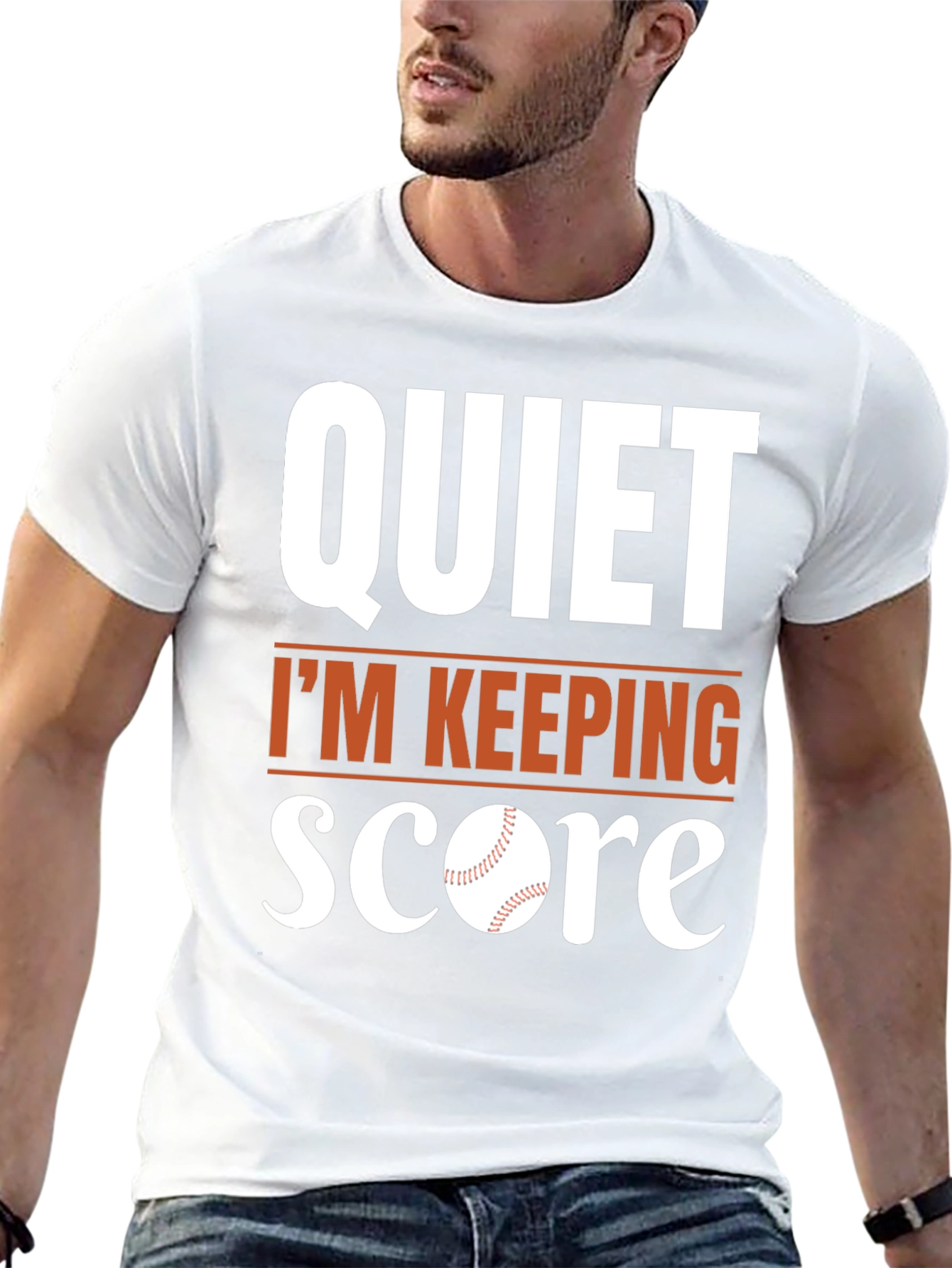 Black Quiet I'm Keeping Score Baseball T-Shirt view 13