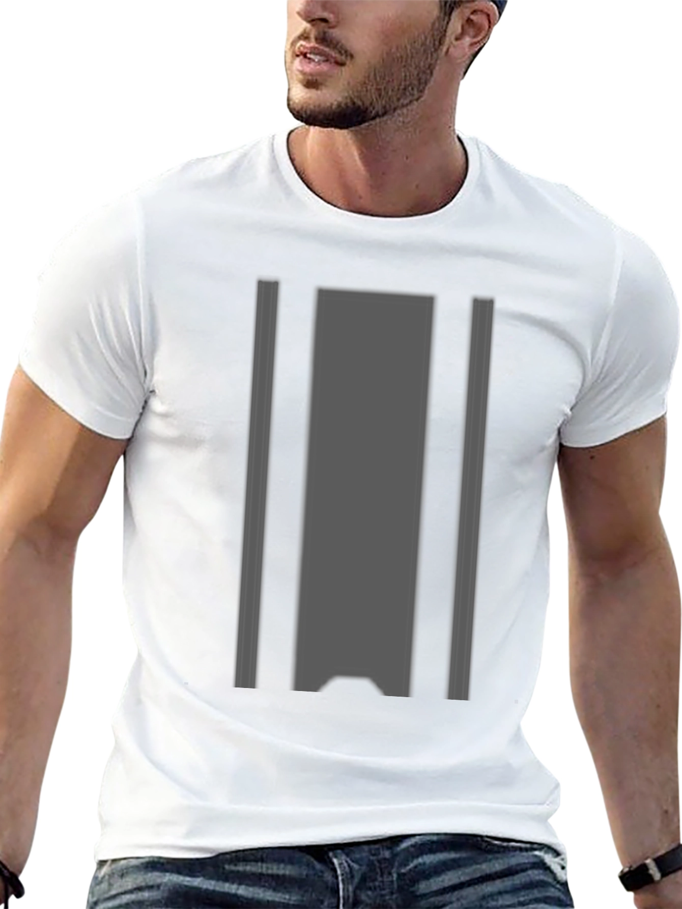 Black Gray Striped Graphic Tee - Modern Casual Style view 13