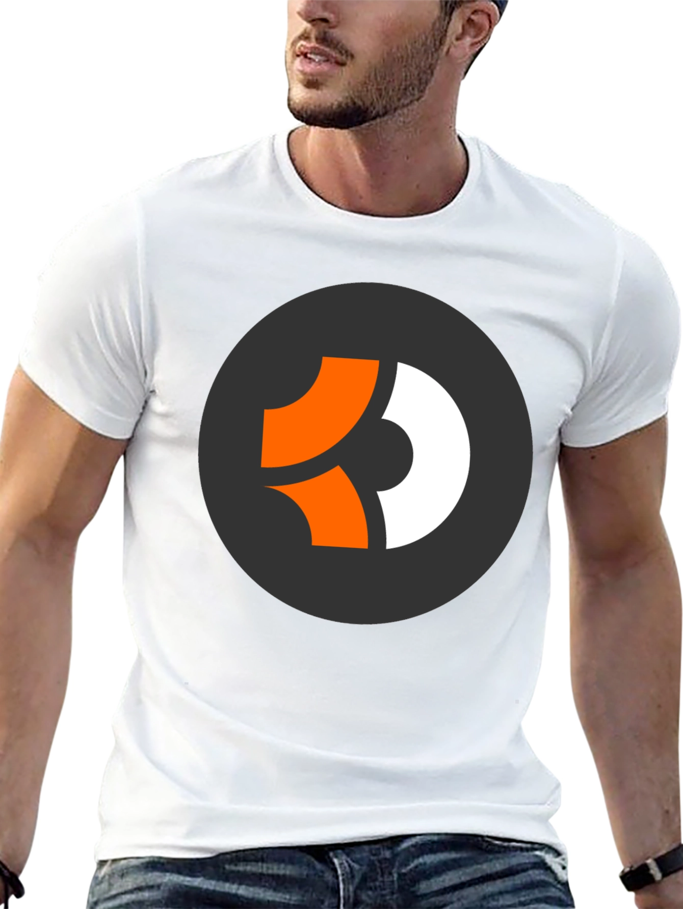 Modern Graphic Tee - Black with Abstract Circle Logo - 13