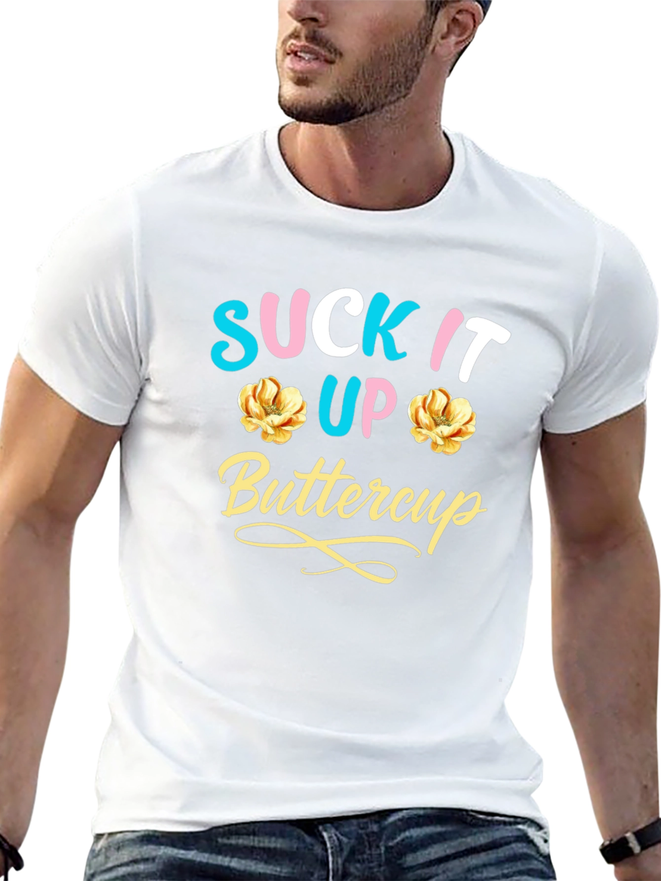 Suck It Up Buttercup Graphic Tee - Black Cotton - 13