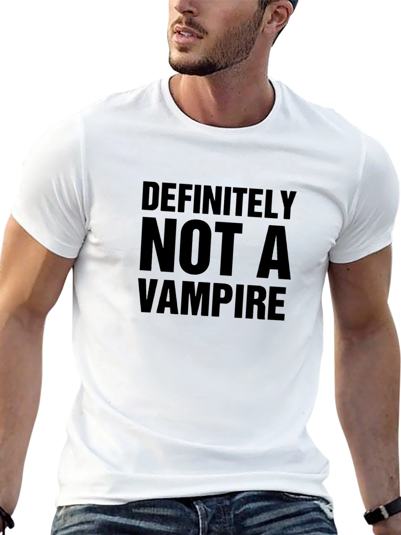 Black Definitely Not A Vampire T-Shirt - Funny Novelty Tee view 13