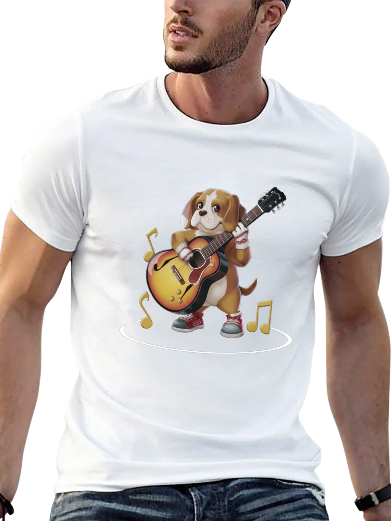 Dog Playing Guitar Graphic Tee - 13