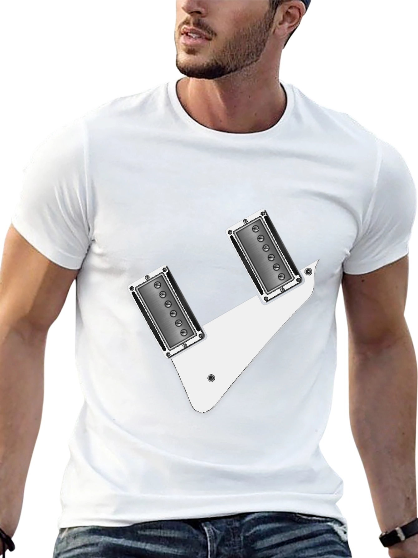 Black Guitar Pickup T-Shirt - Rock & Roll Graphic Tee view 13