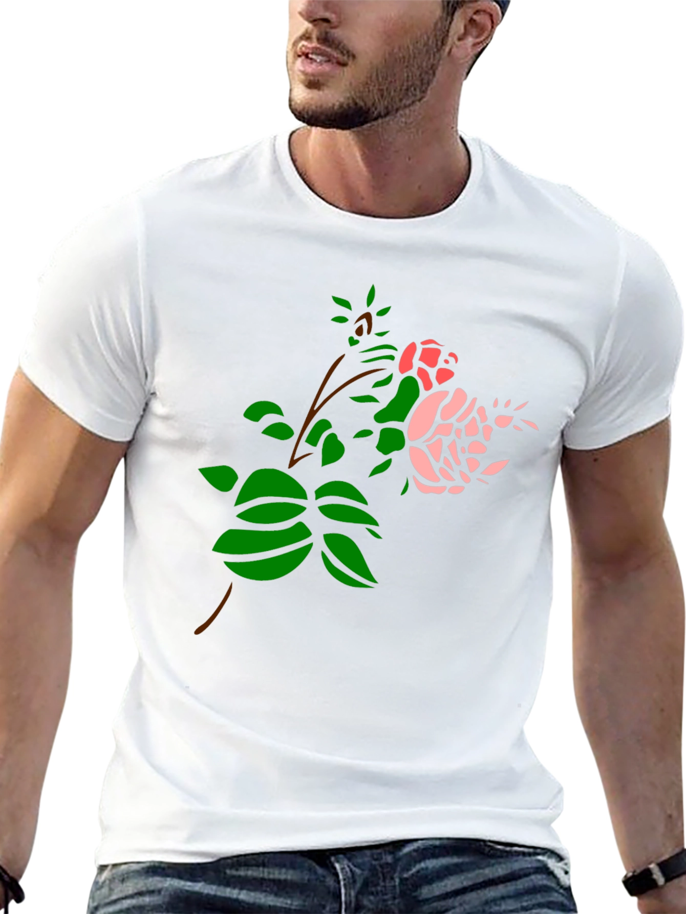 Black Black T-Shirt with Rose Design view 13