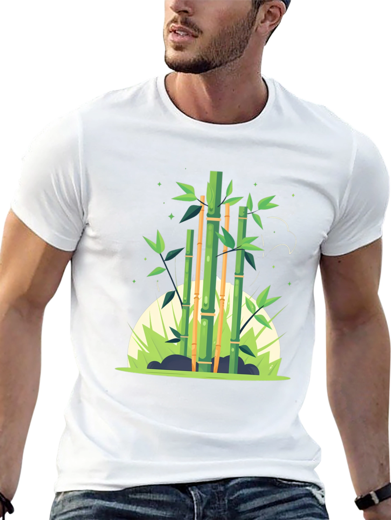 Black Bamboo Graphic Black Tee - Nature Inspired Design view 13