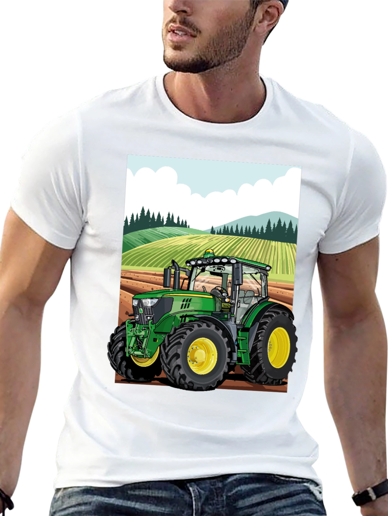 Black Cartoon Tractor T-Shirt - Farming Life view 13