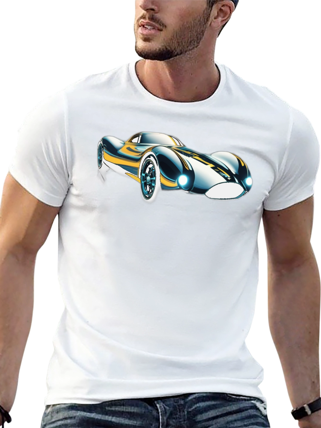 Black Sleek Car Graphic T-Shirt - Cool Design Tee view 13