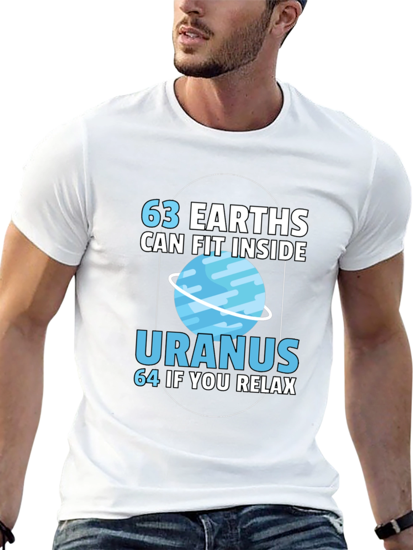 Black 63 Earths in Uranus Funny Graphic T-Shirt view 13