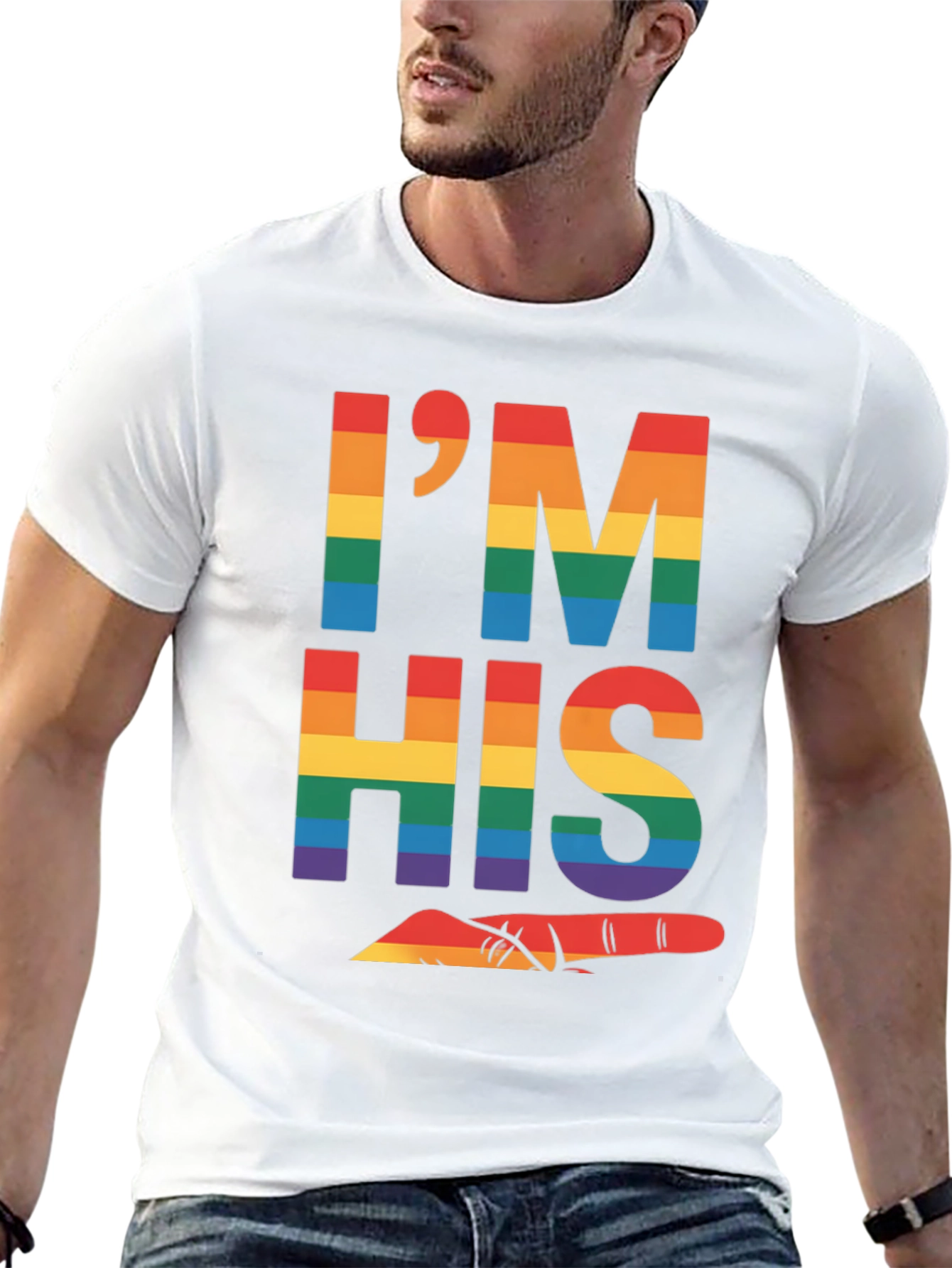 Black Pride 'I'm His' Rainbow Graphic Tee view 13