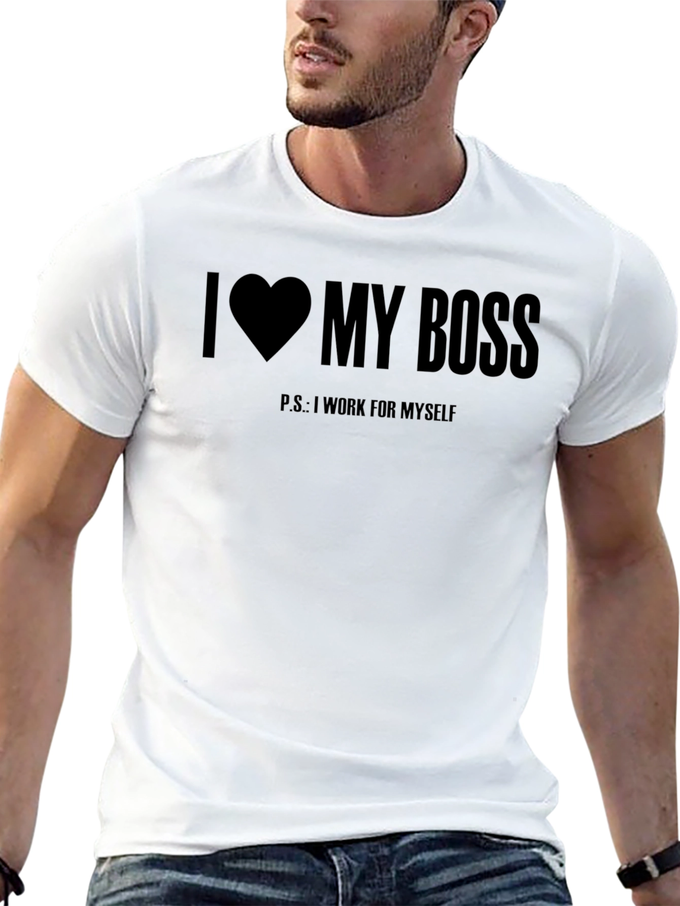 Black I Heart My Boss Funny T-Shirt view 13
