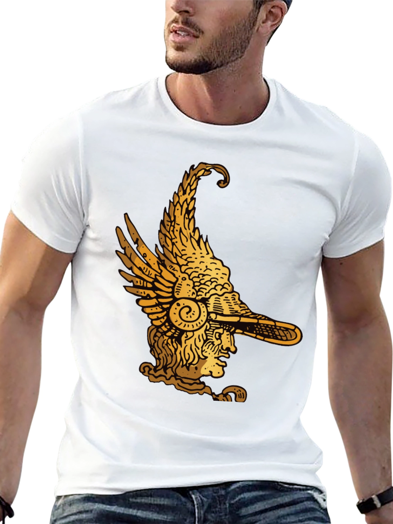 Black Winged Helmet Graphic Tee - Black Cotton view 13