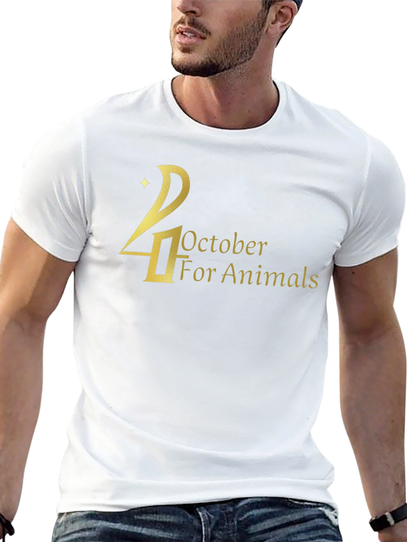 Black 24 October For Animals Black T-Shirt view 13