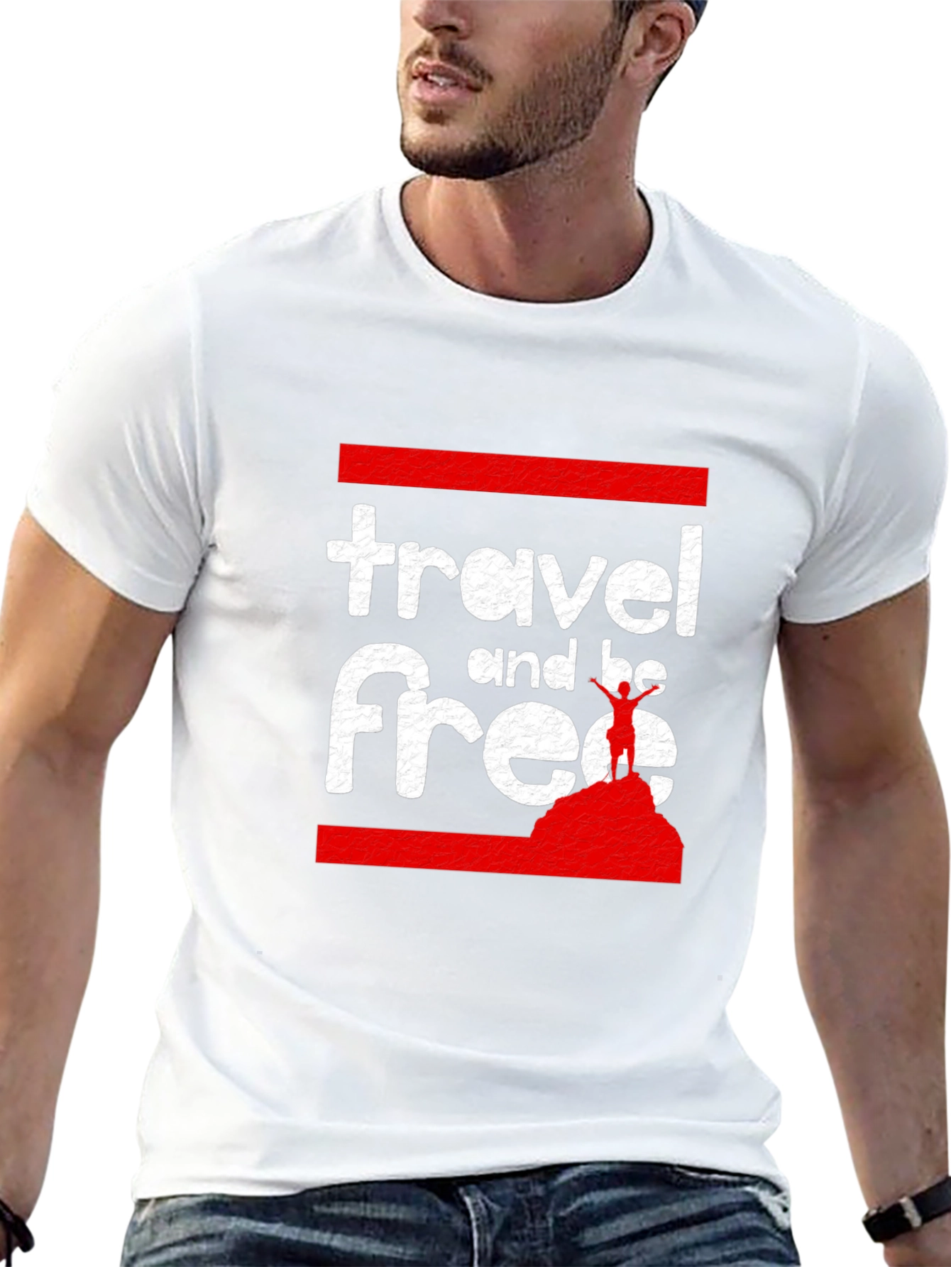 Black Travel and Be Free Black Graphic Tee view 13