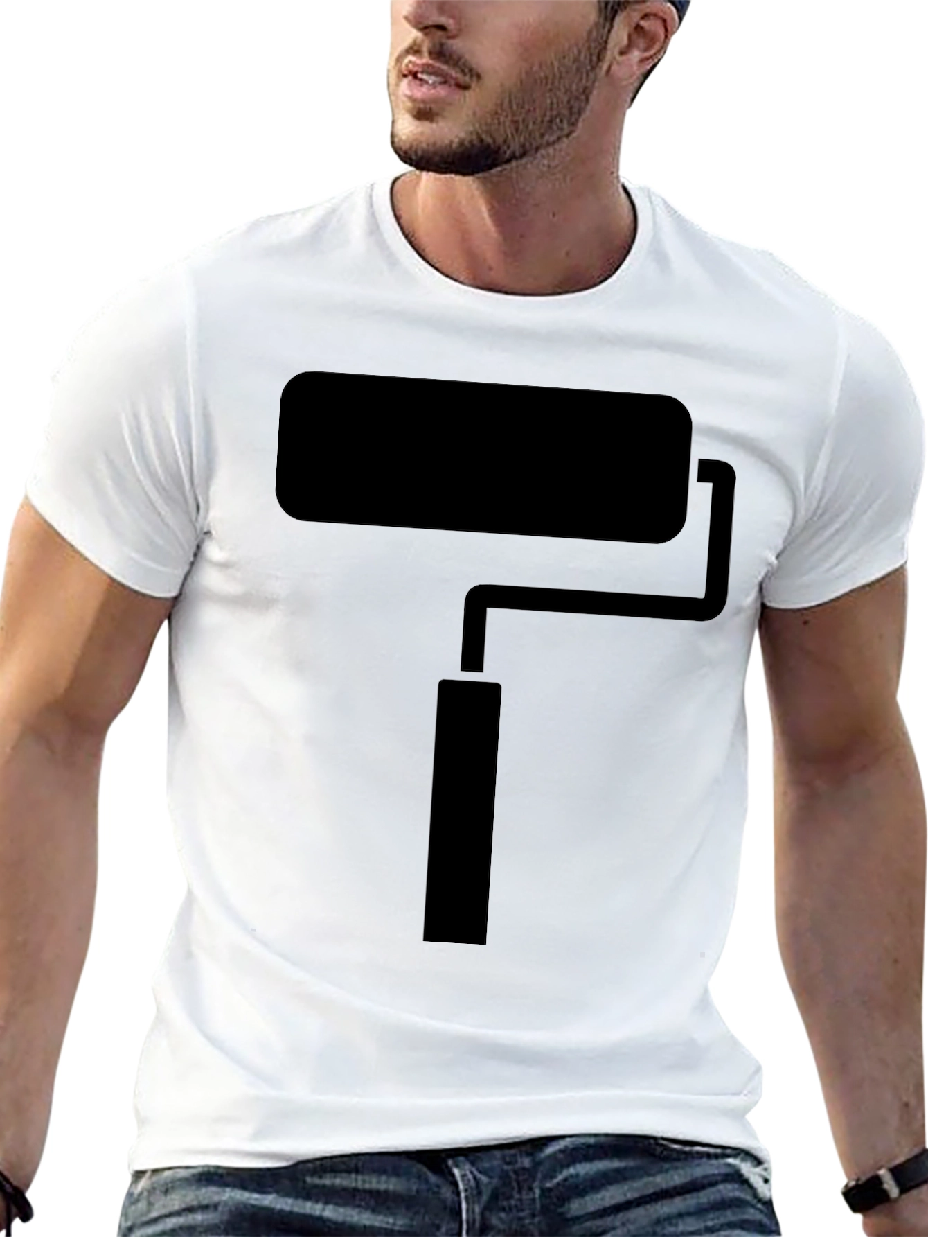 Black Paint Roller Graphic Tee - Black Crew Neck T-Shirt view 13