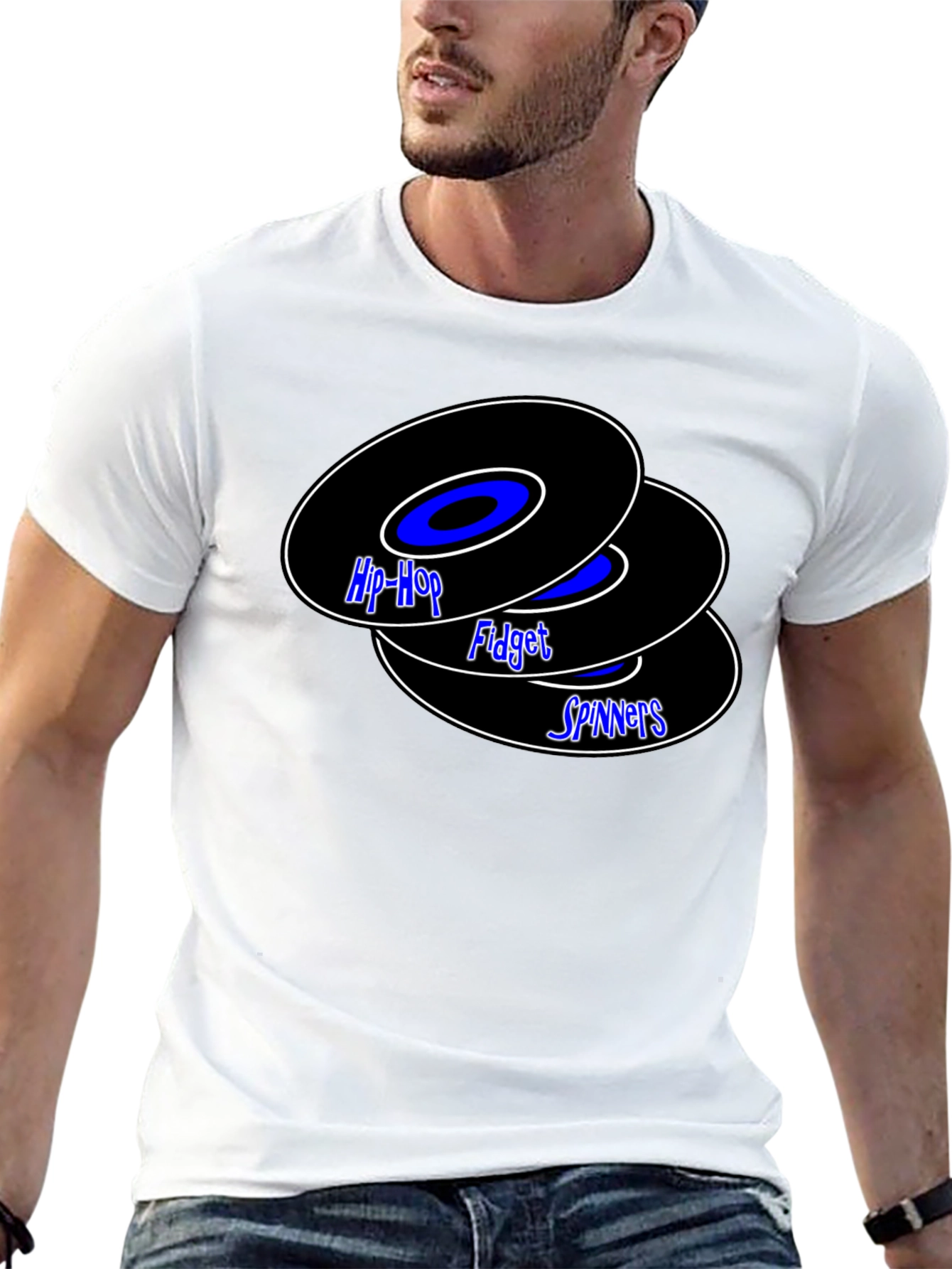 Black Hip-Hop Fidget Spinners Black T-Shirt view 13