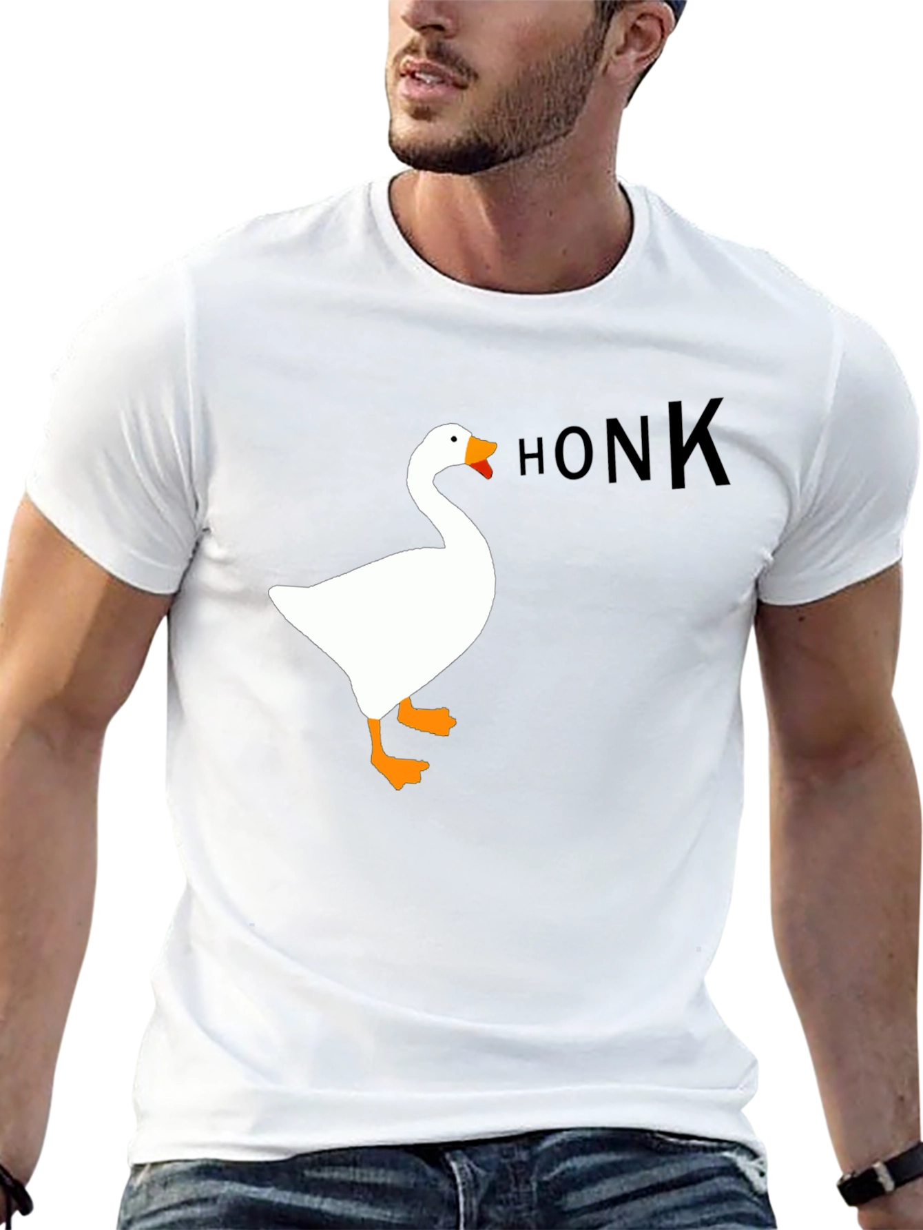 Black Honk Goose Graphic Tee - Black Unisex T-Shirt view 13