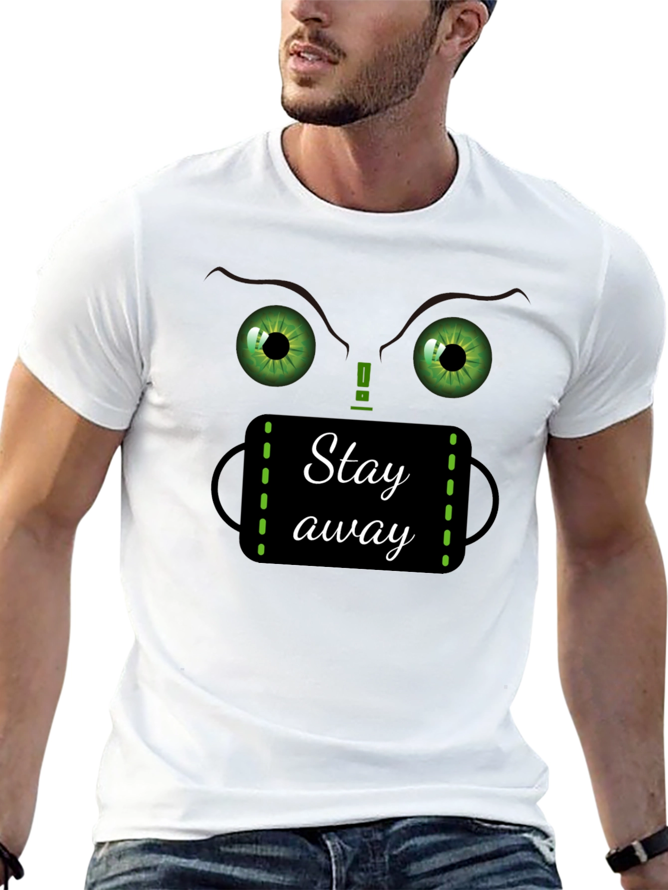 Black Stay Away Graphic T-Shirt - Funny Novelty Tee view 13