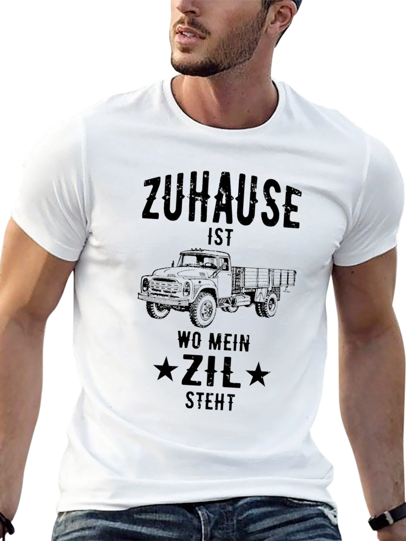 Black Zuhause Truck T-Shirt - Black, Novelty Graphic Tee view 13