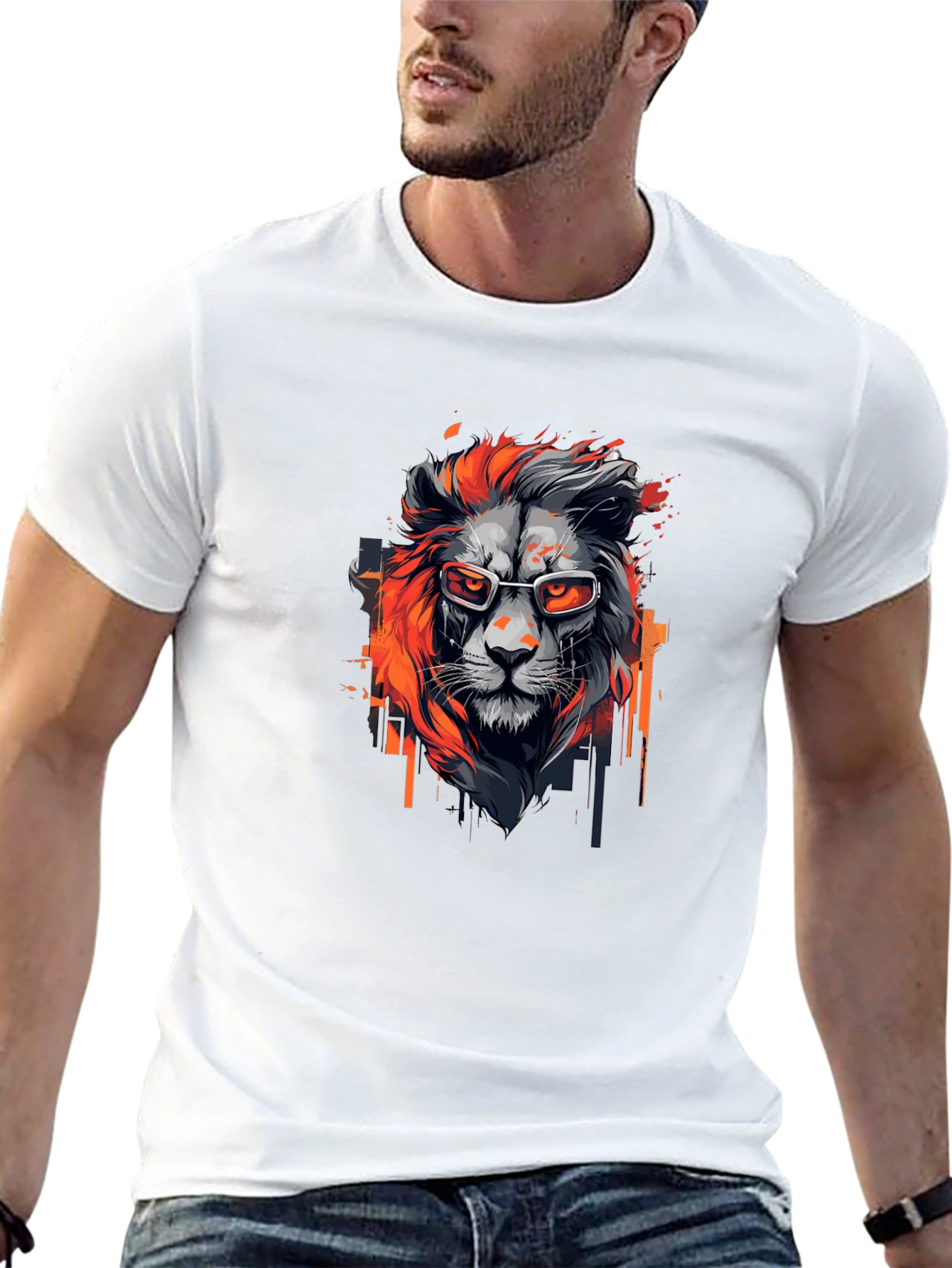 Black Cool Lion Graphic Tee - Black view 13