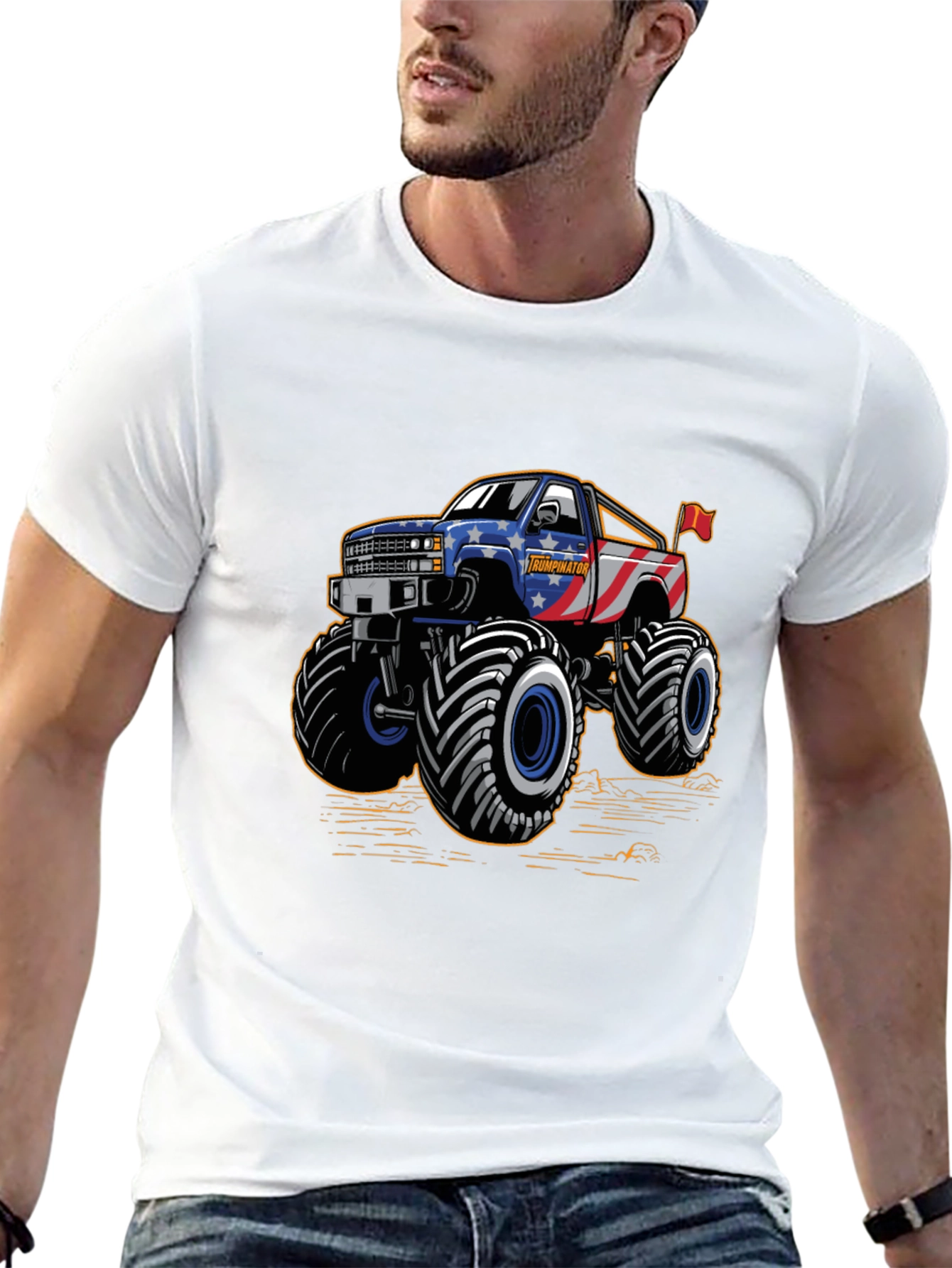 Black Monster Truck Tee - Patriotic USA Design view 13