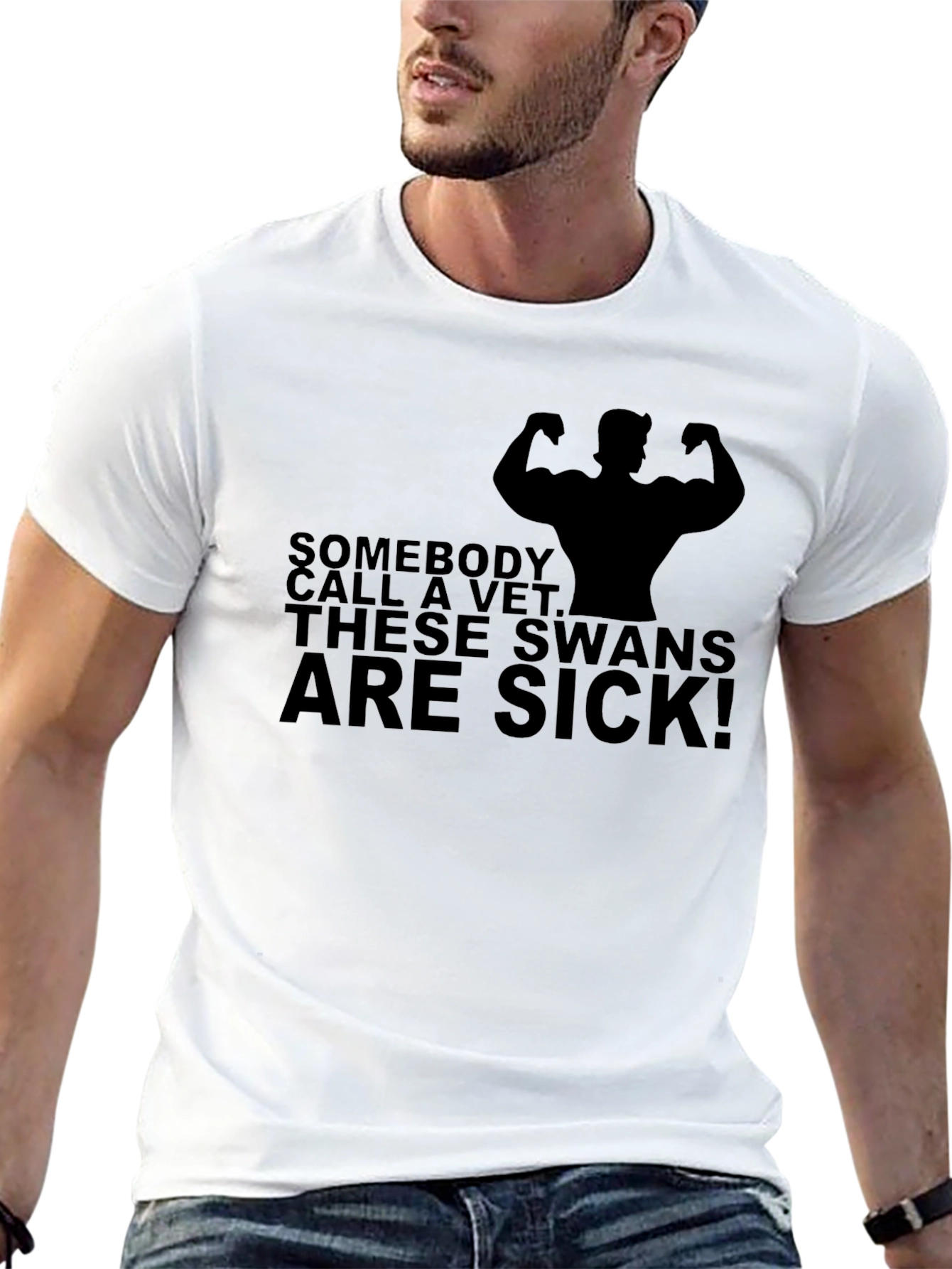 Black "Sick Swans" Graphic T-Shirt - Black view 13