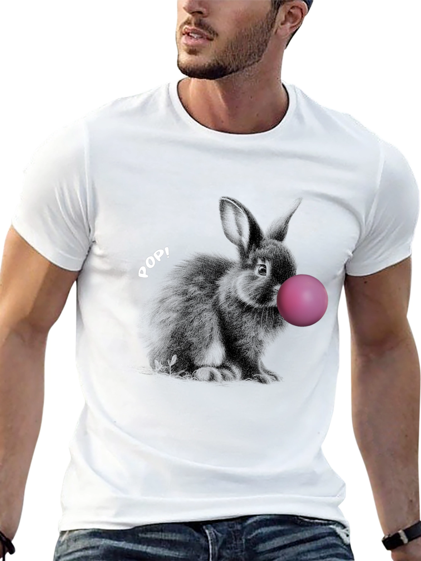Black Rabbit Bubble Gum Pop Graphic T-Shirt view 13