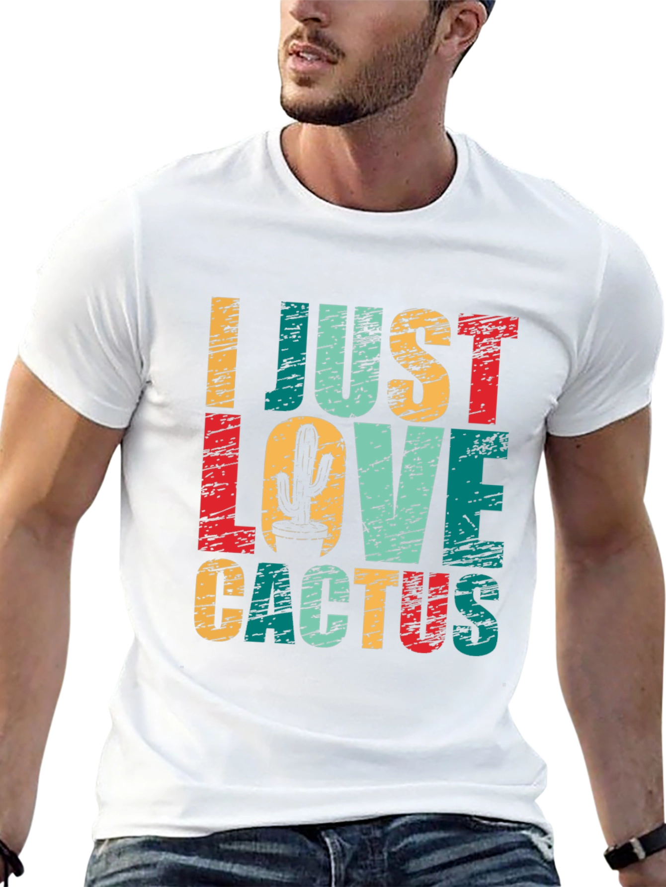 Black I Just Love Cactus Graphic T-Shirt - Unisex Cotton Tee view 13