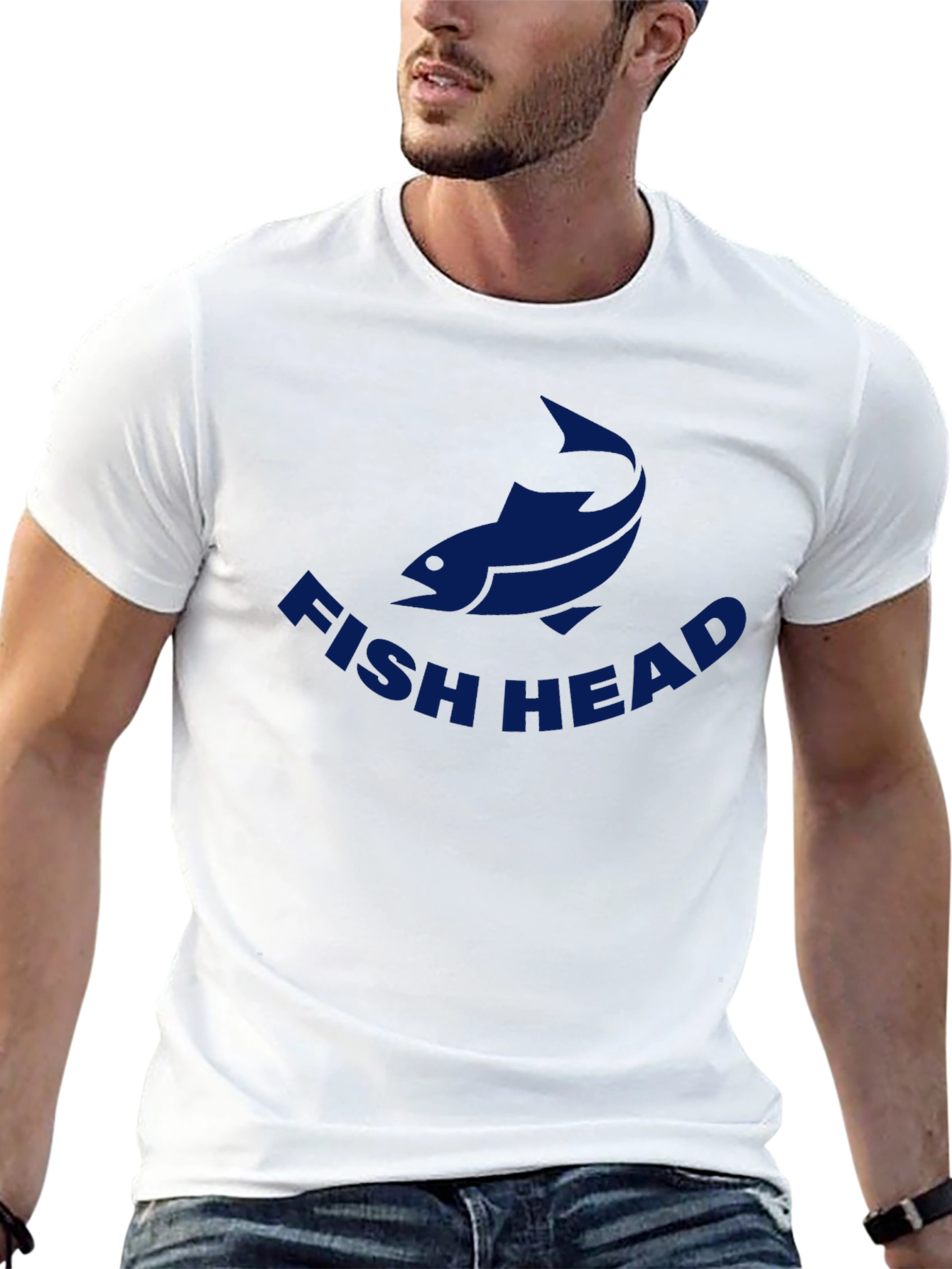 Black Fish Head Graphic Tee - Casual Crew Neck T-Shirt view 13