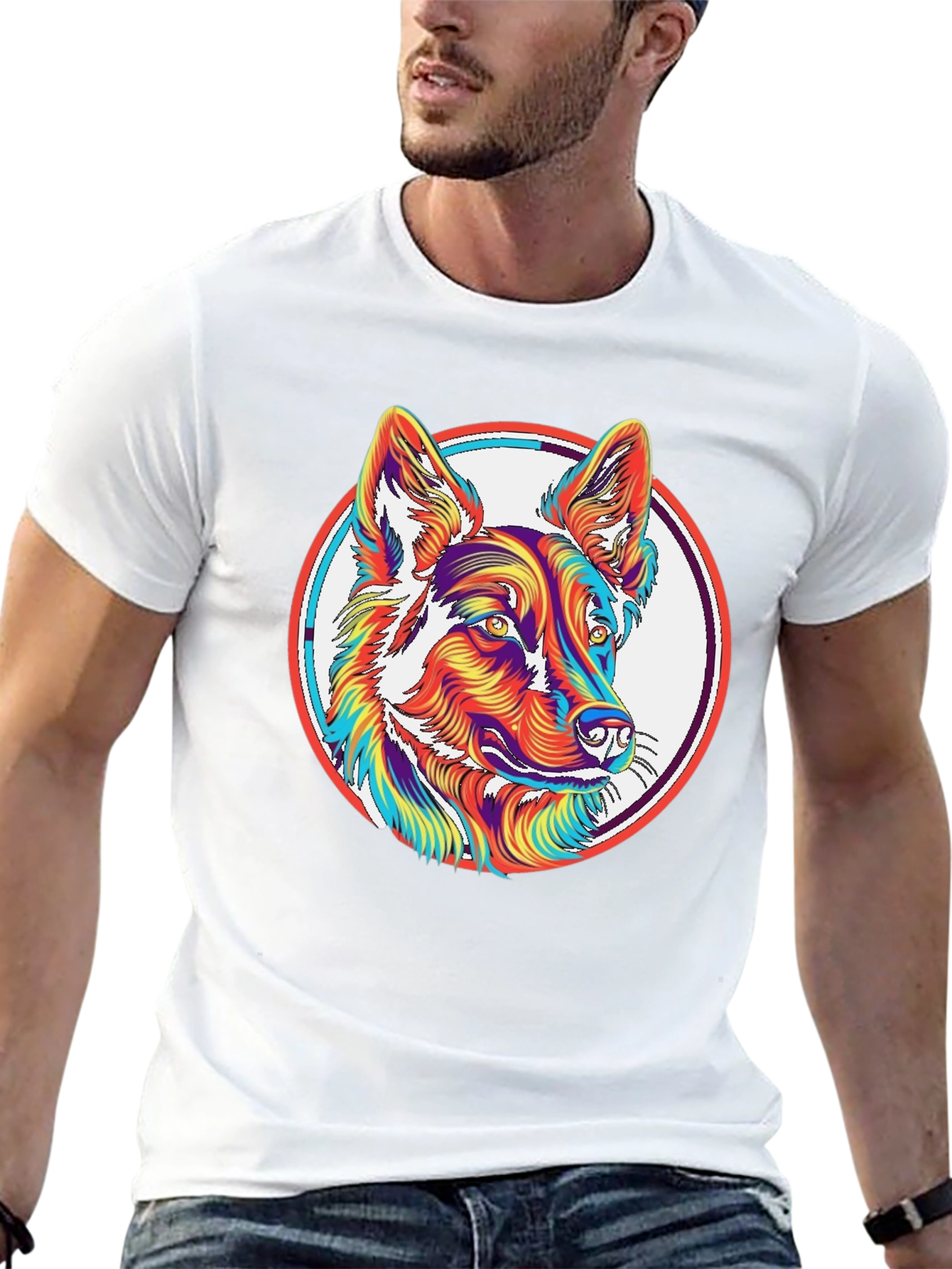 Black Psychedelic Dog Graphic T-Shirt view 13