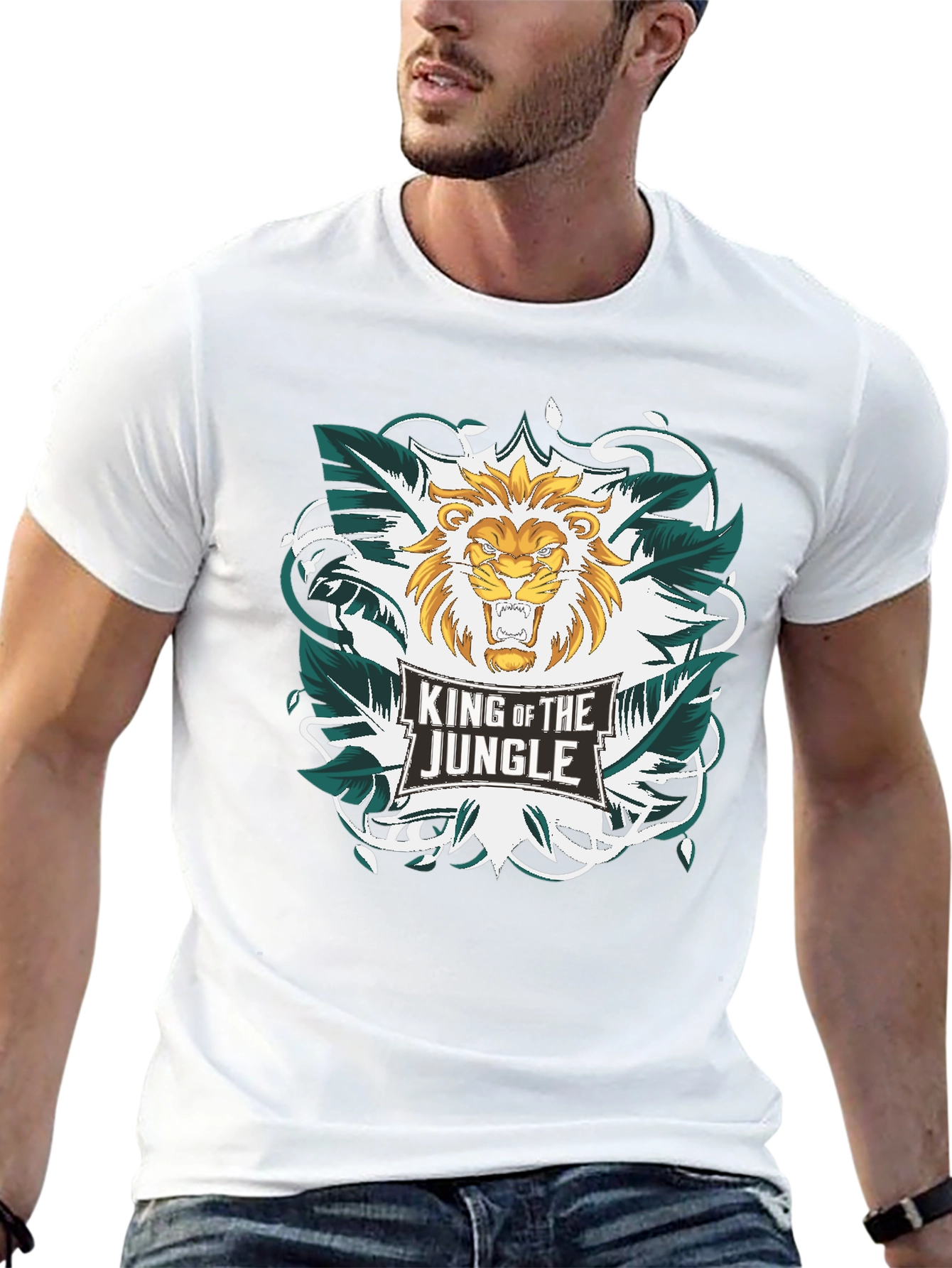 Black King of the Jungle Lion Graphic T-Shirt view 13