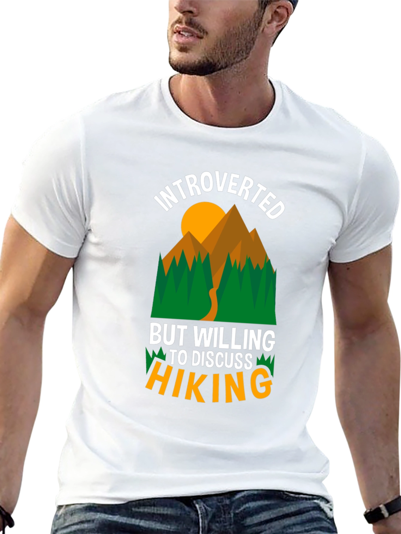 Black Introverted Hiking Graphic T-Shirt view 13