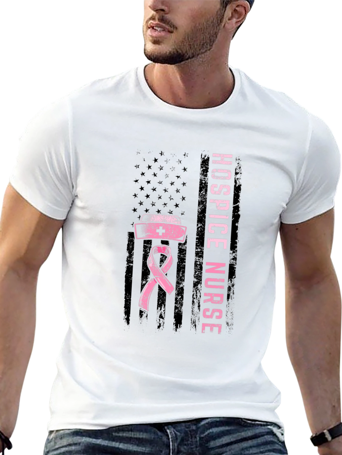 Hospice Nurse American Flag T-Shirt - 13