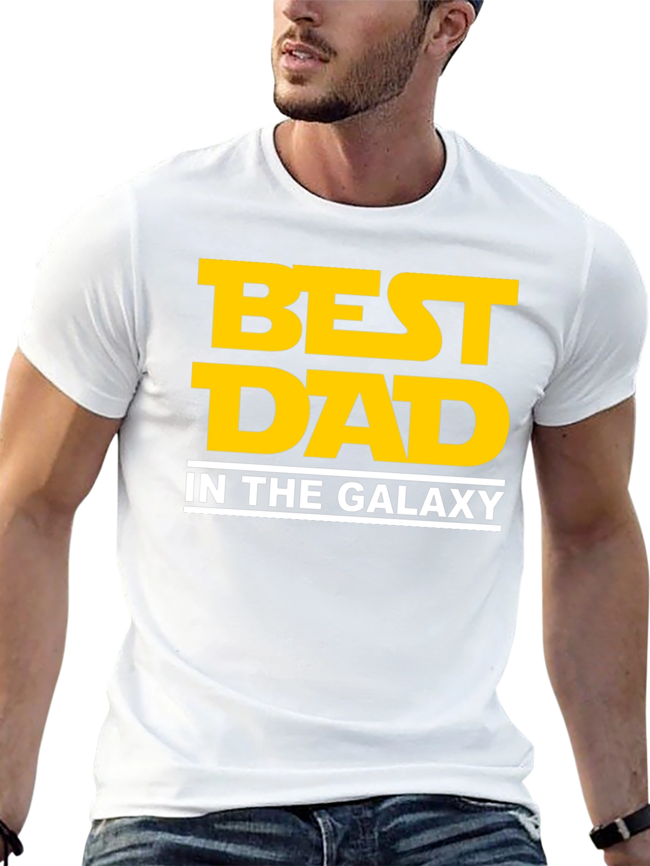 Black Best Dad in the Galaxy Black T-Shirt view 13