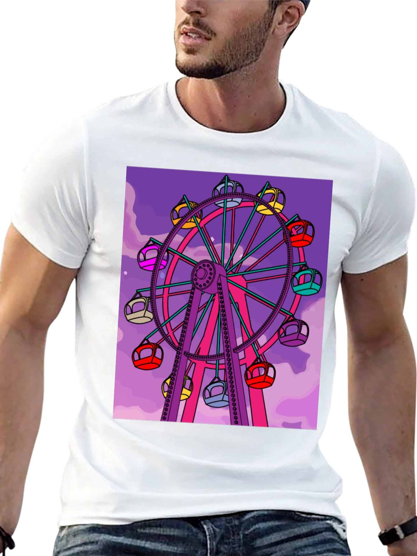 Black Ferris Wheel Graphic Tee - Fun Carnival Shirt view 13