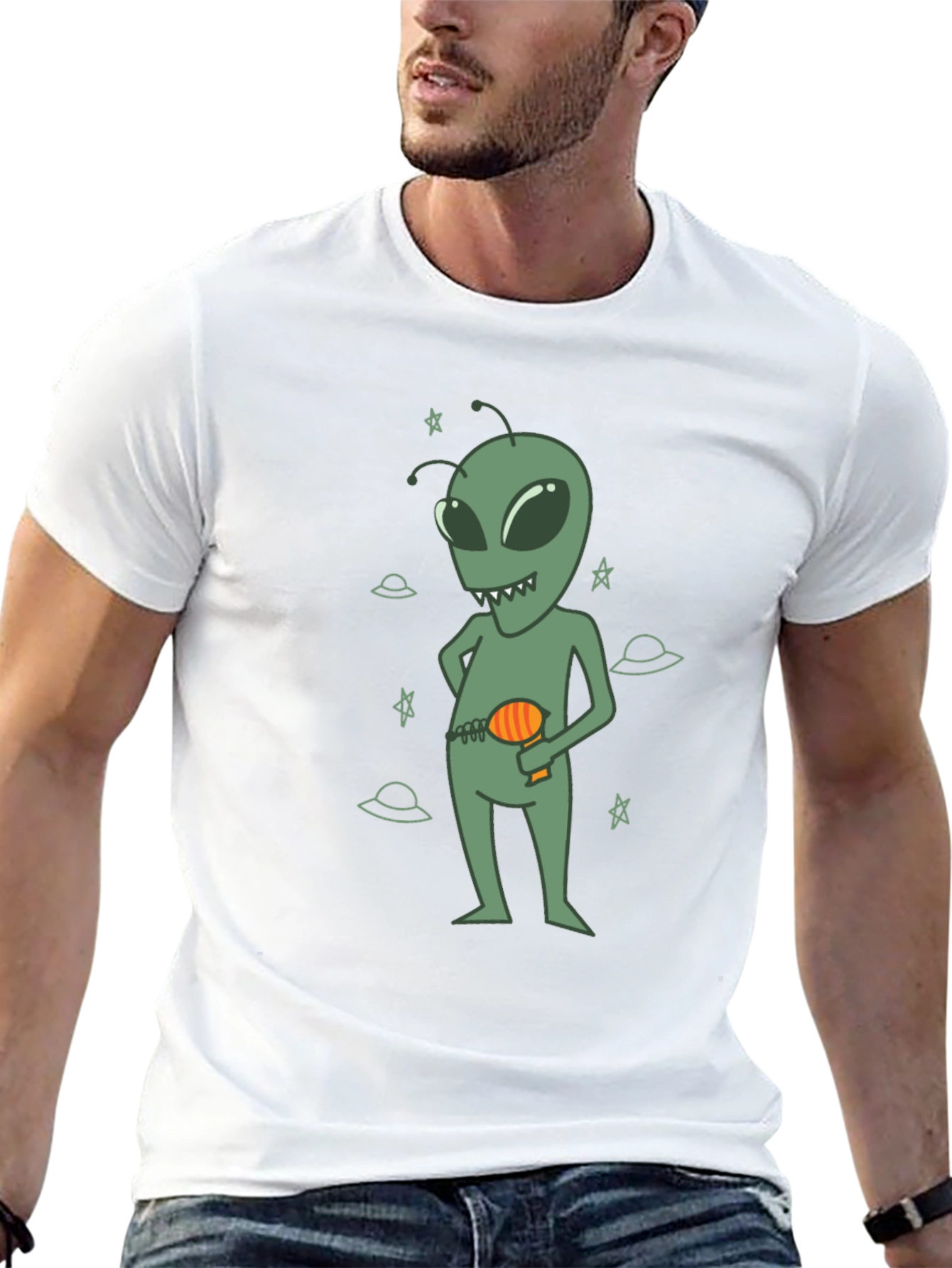 Black Alien Graphic Black T-Shirt for Casual Wear view 13
